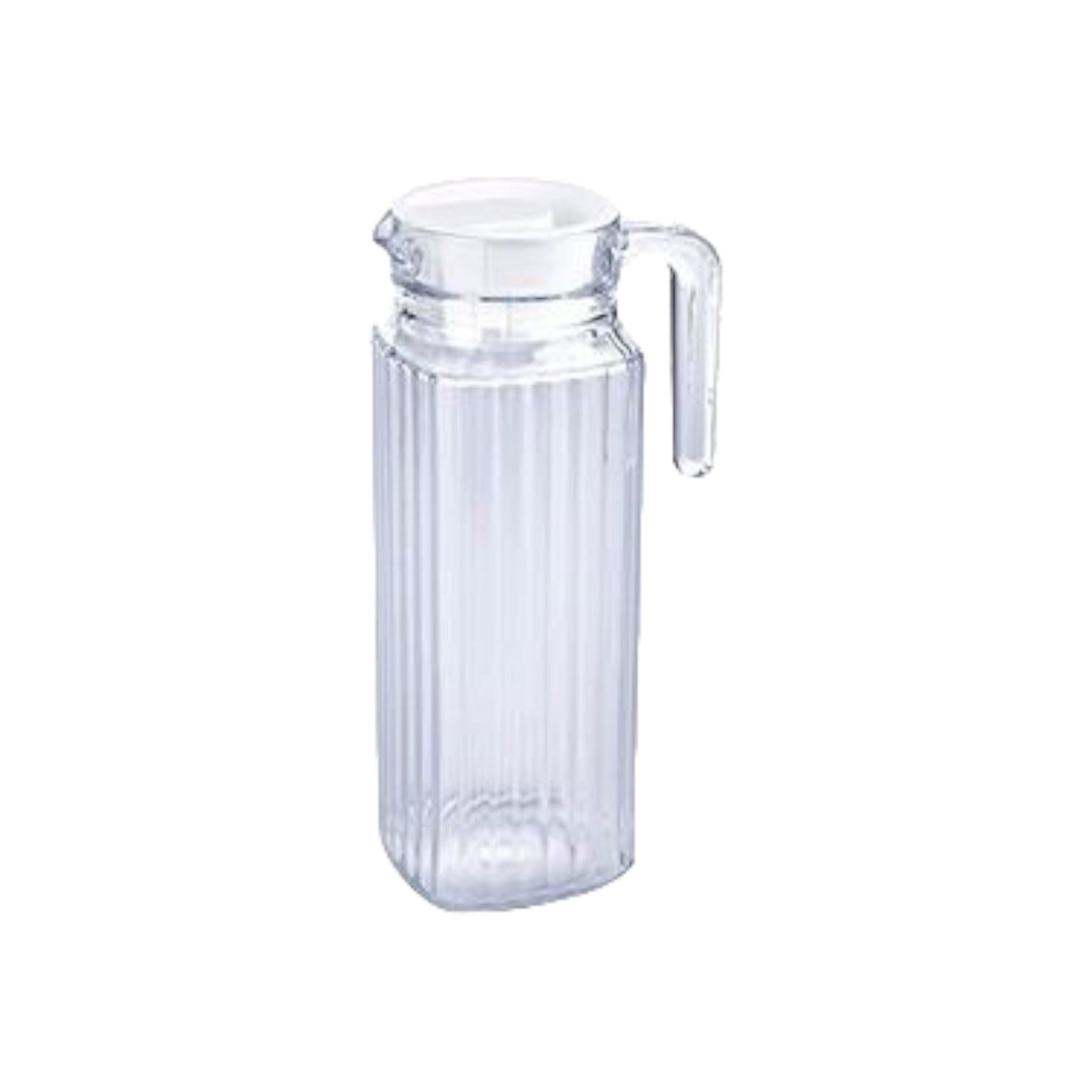 Glass Fridge Water Jug 1L with White Plastic Lid