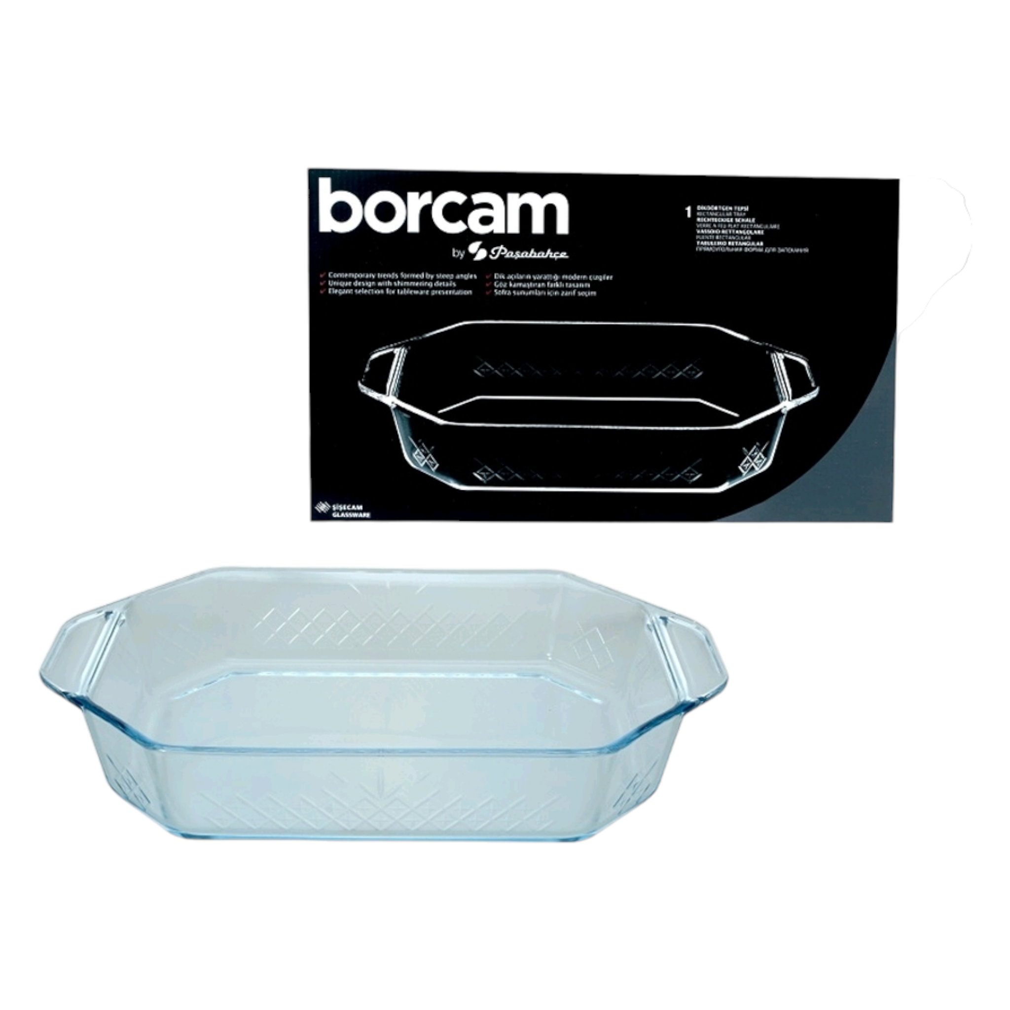 Borcam Glass Serving Dish Rectangular Tray Rectangle 2.7L 24079