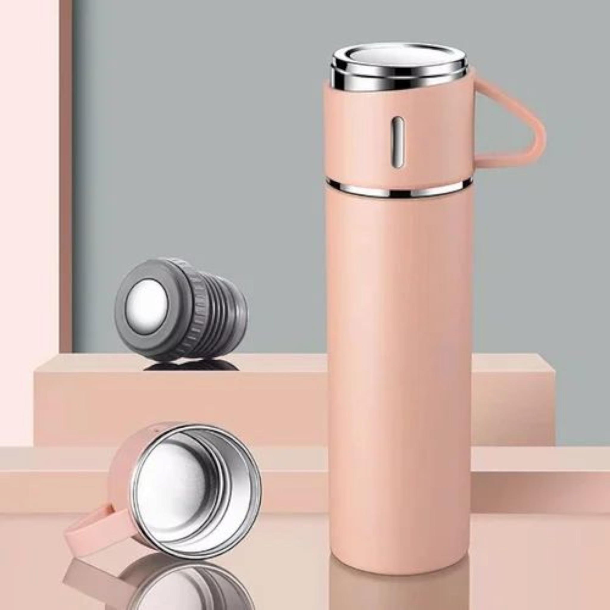 Thermos Travel Coffee Flask 500ml with 3 Cups Stainless Steel XBOT150