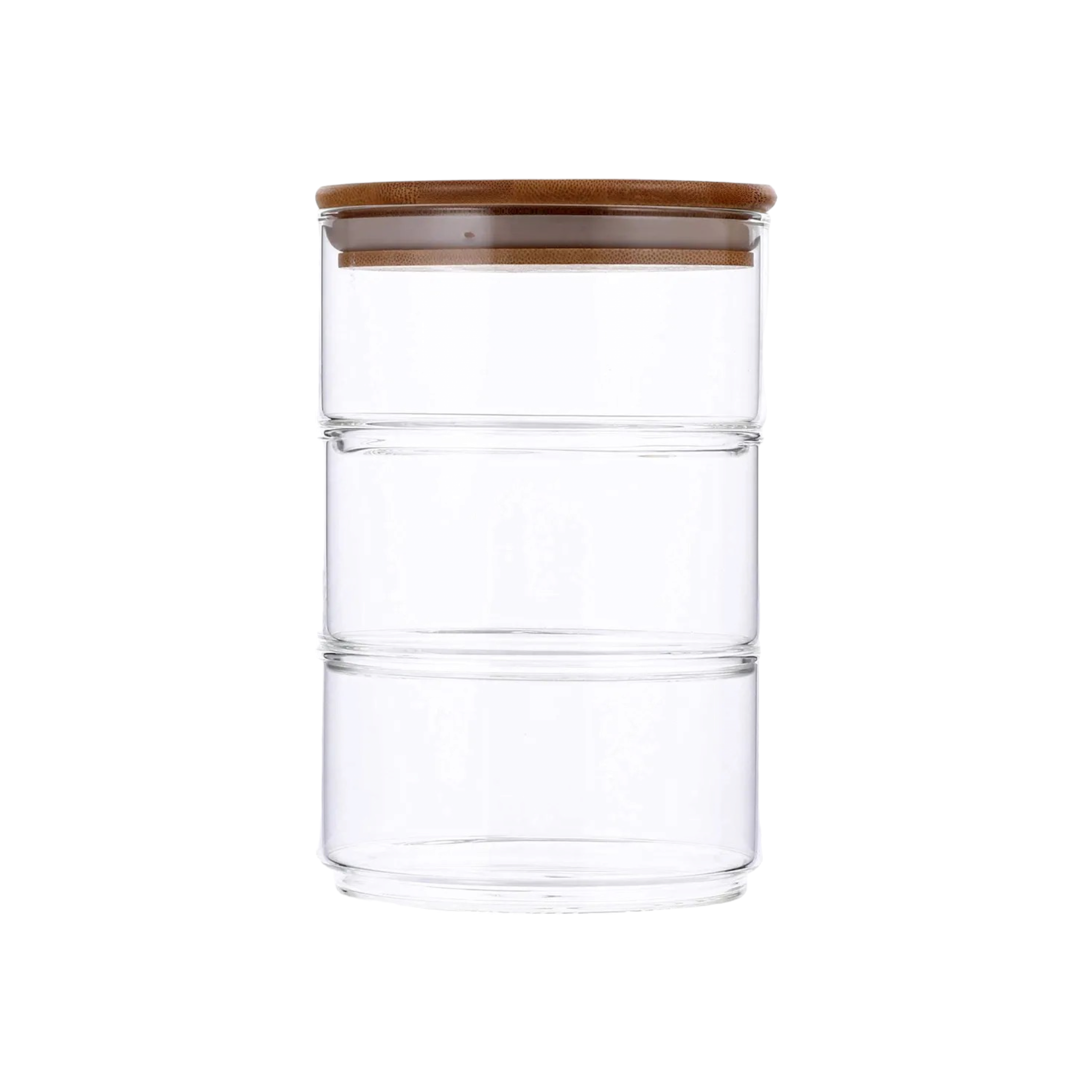 Storage Canister Borosilicate 3pc Stack Up Round with Bamboo Lid