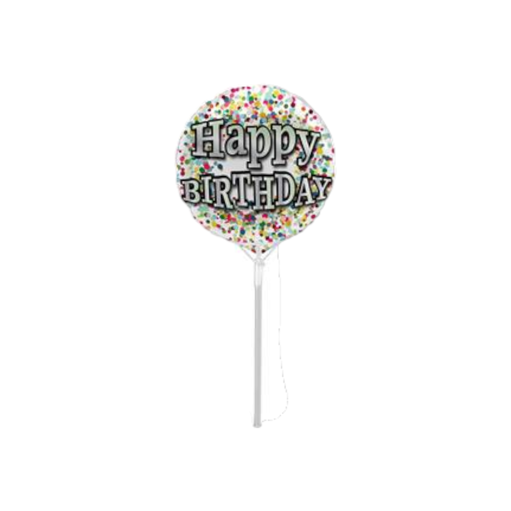 Air Filled Foil Balloon with Stick Happy Birthday