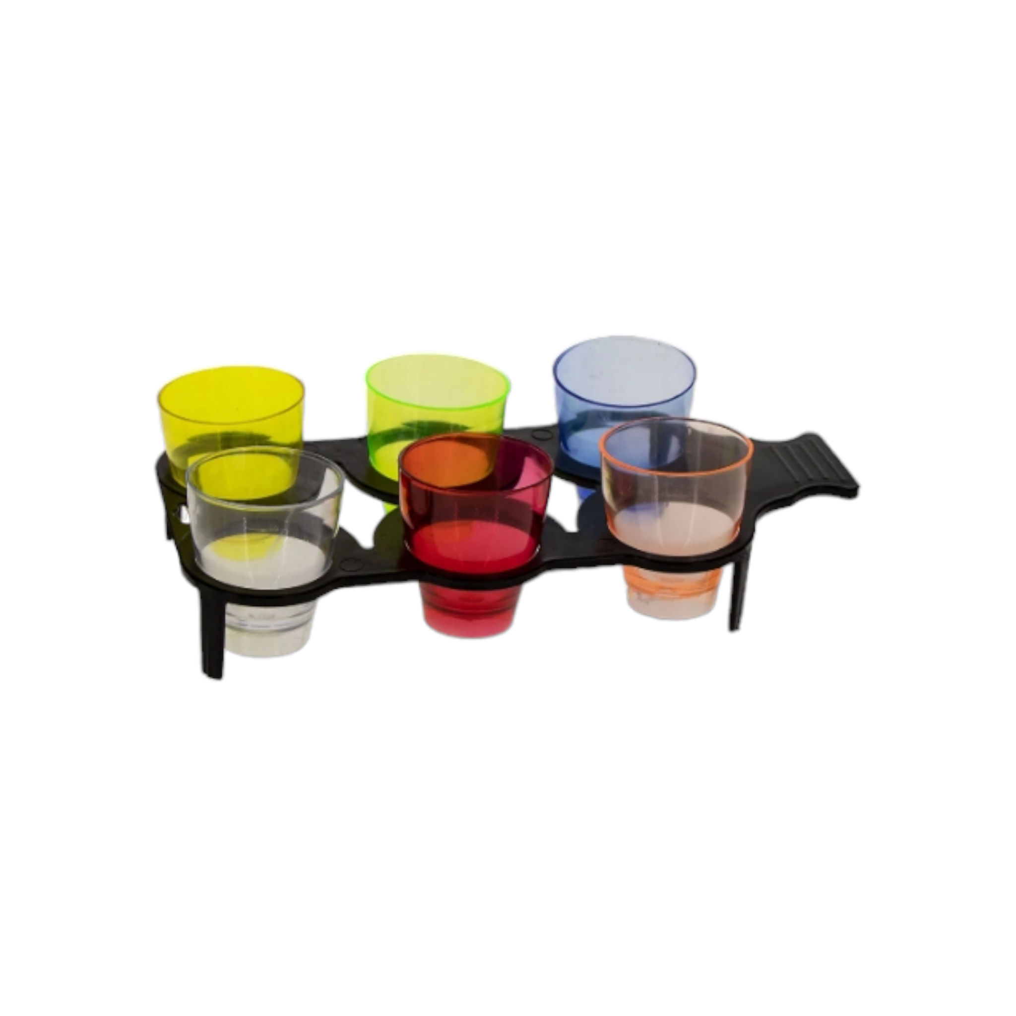Bar Butler 6 Coloured Plastic Shot Glass On Black Tray 21477