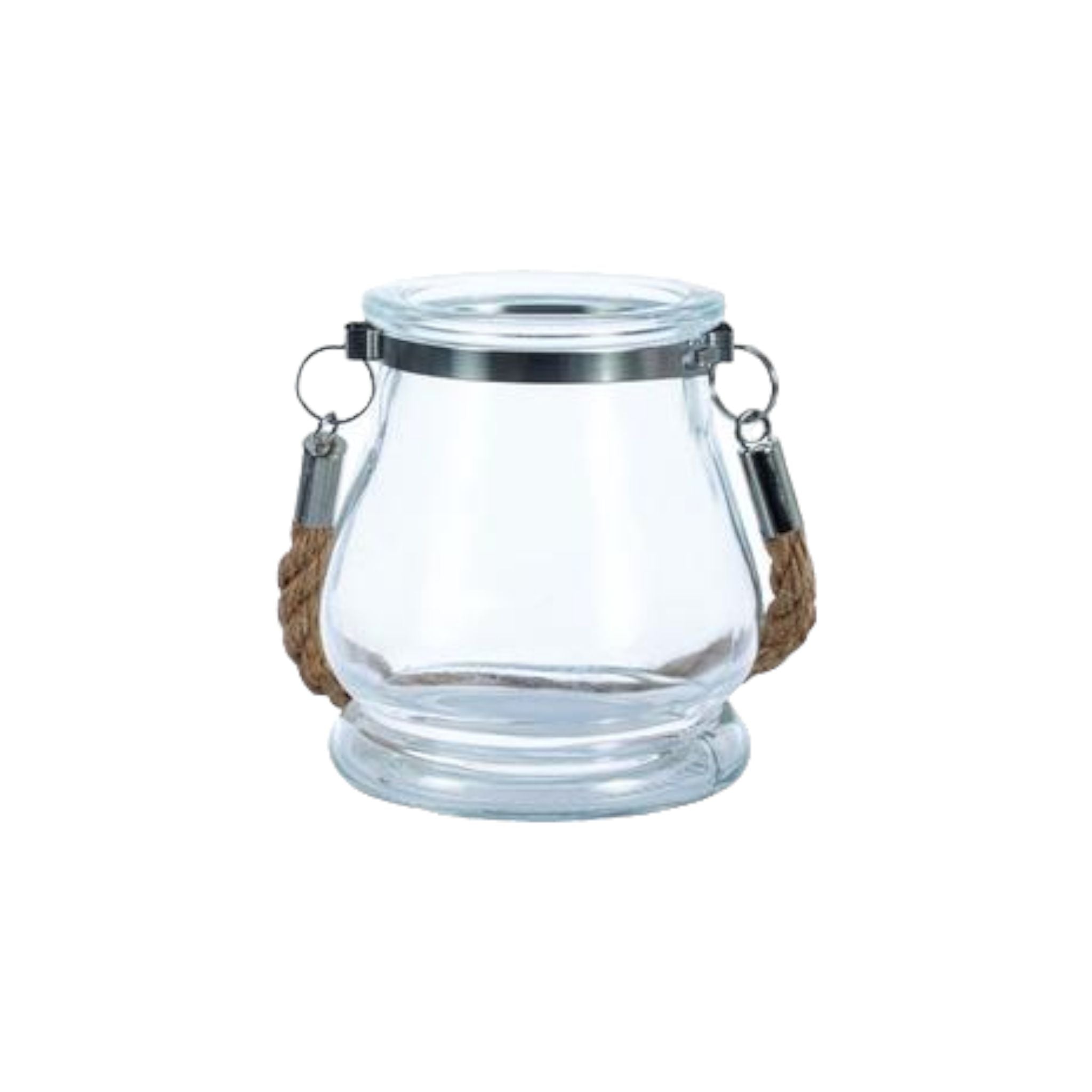 Candle E-Holder Glass with Jute handle 9.5cm