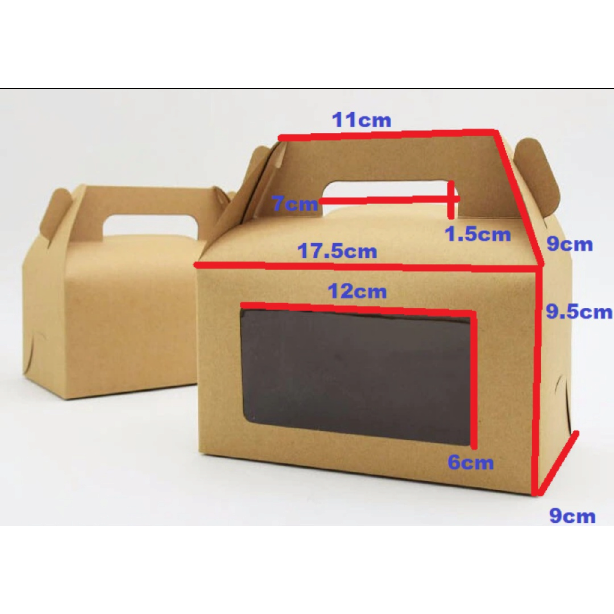 Gift Takeaway Food Treats Box Small with Window and Handle