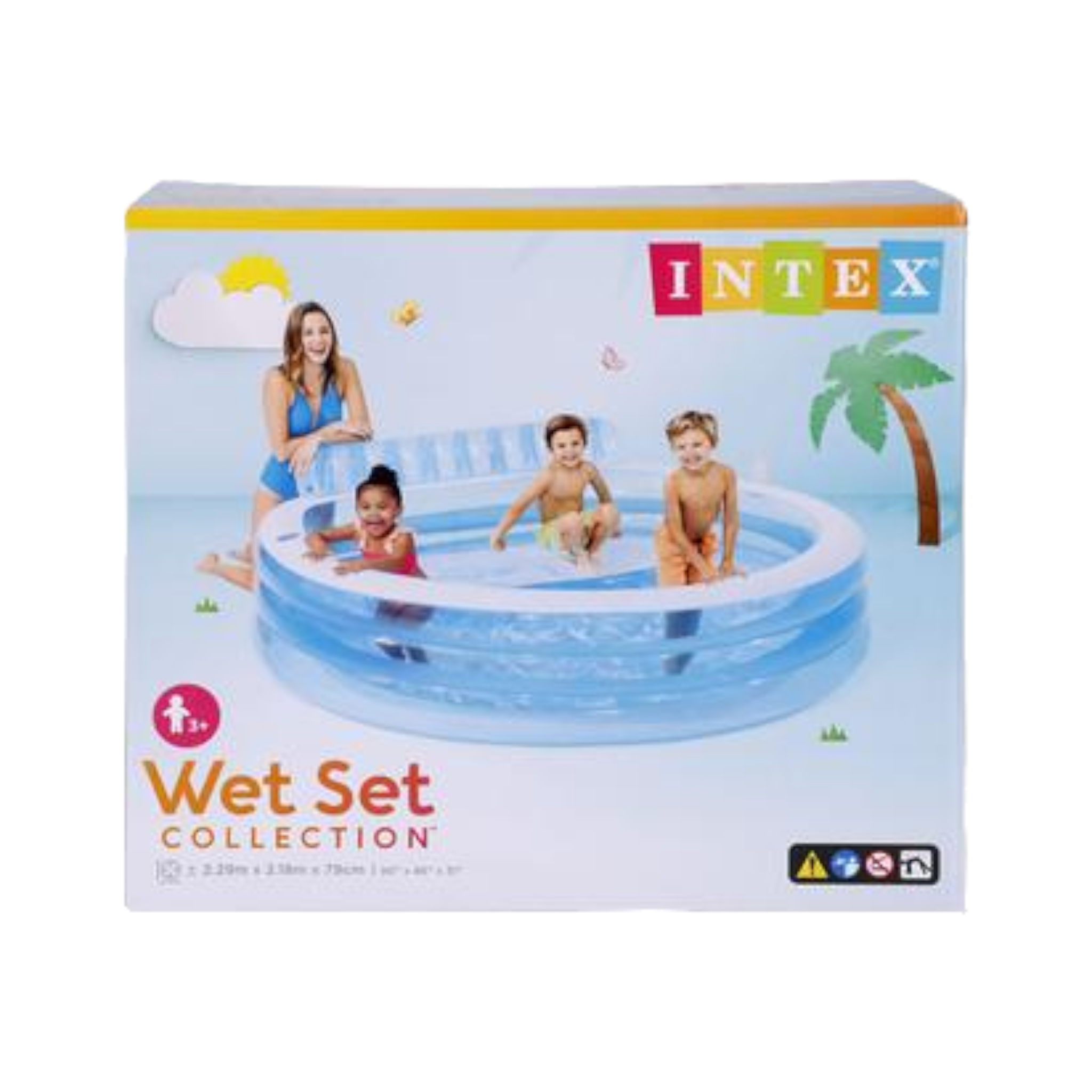 Intex Inflatable Swimming Pool Swim Center Family Lounge Pool with Built-in Bench 224x216x76