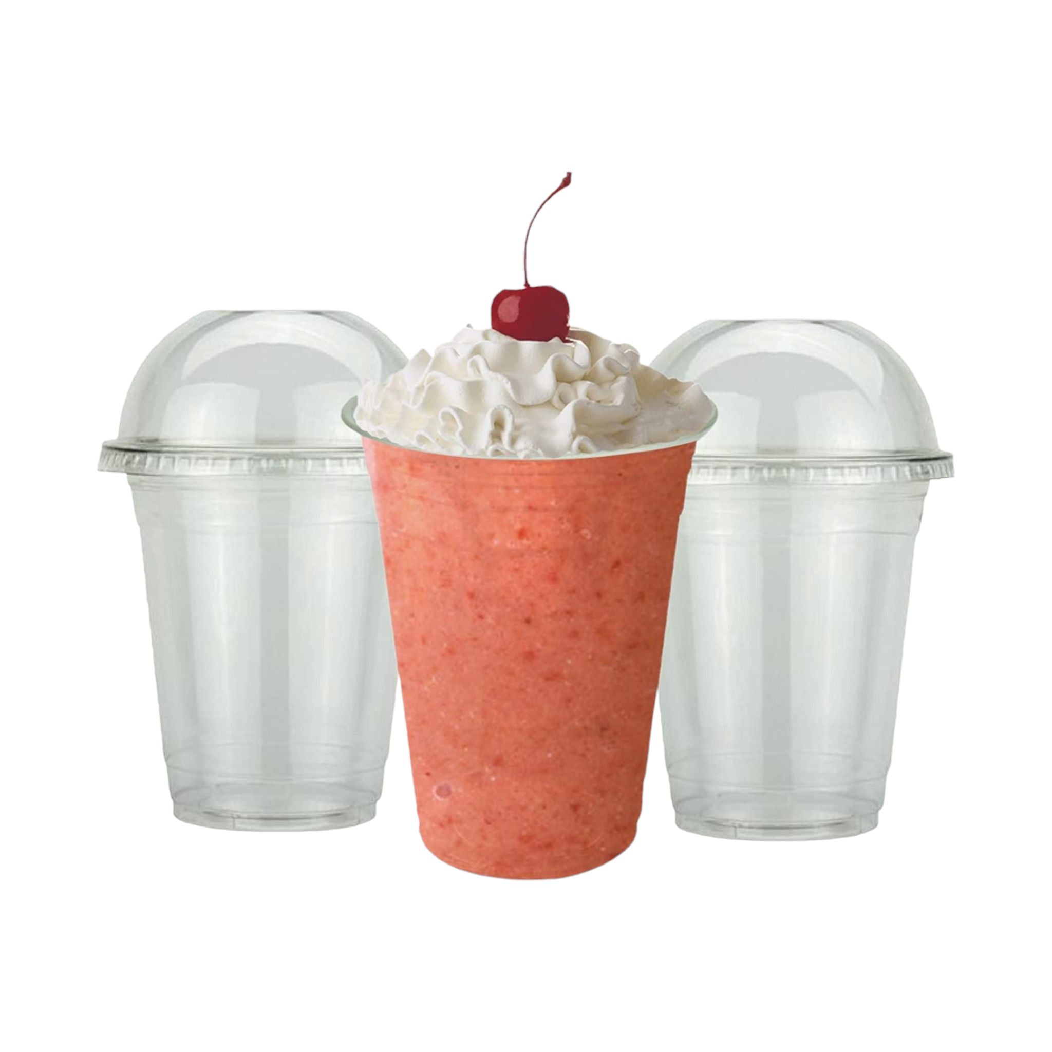 350ml Disposable PET Plastic Smoothie Cup with Dome Lid and Hole 10pack