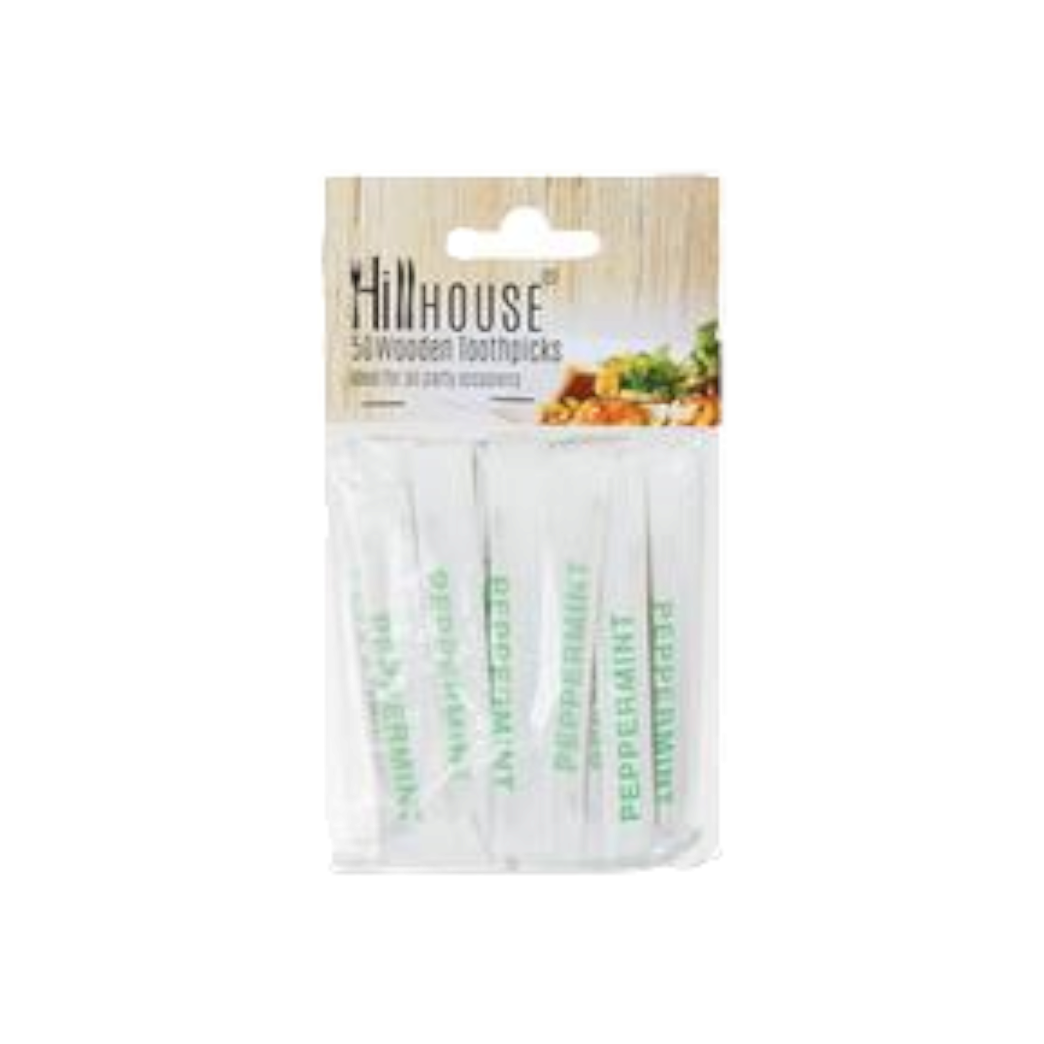 Hillhouse Toothpicks Wooden Mint Flavour 50pack Wrapped