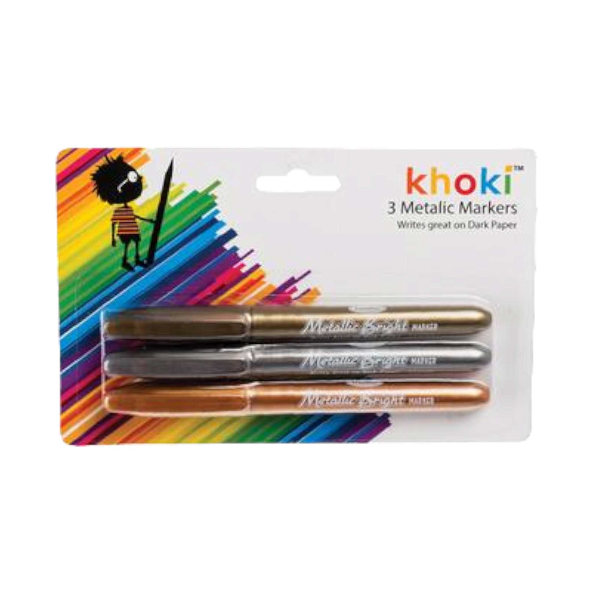 Khoki Metallic Markers Gold/Silver/Bronze 3pc Card Set