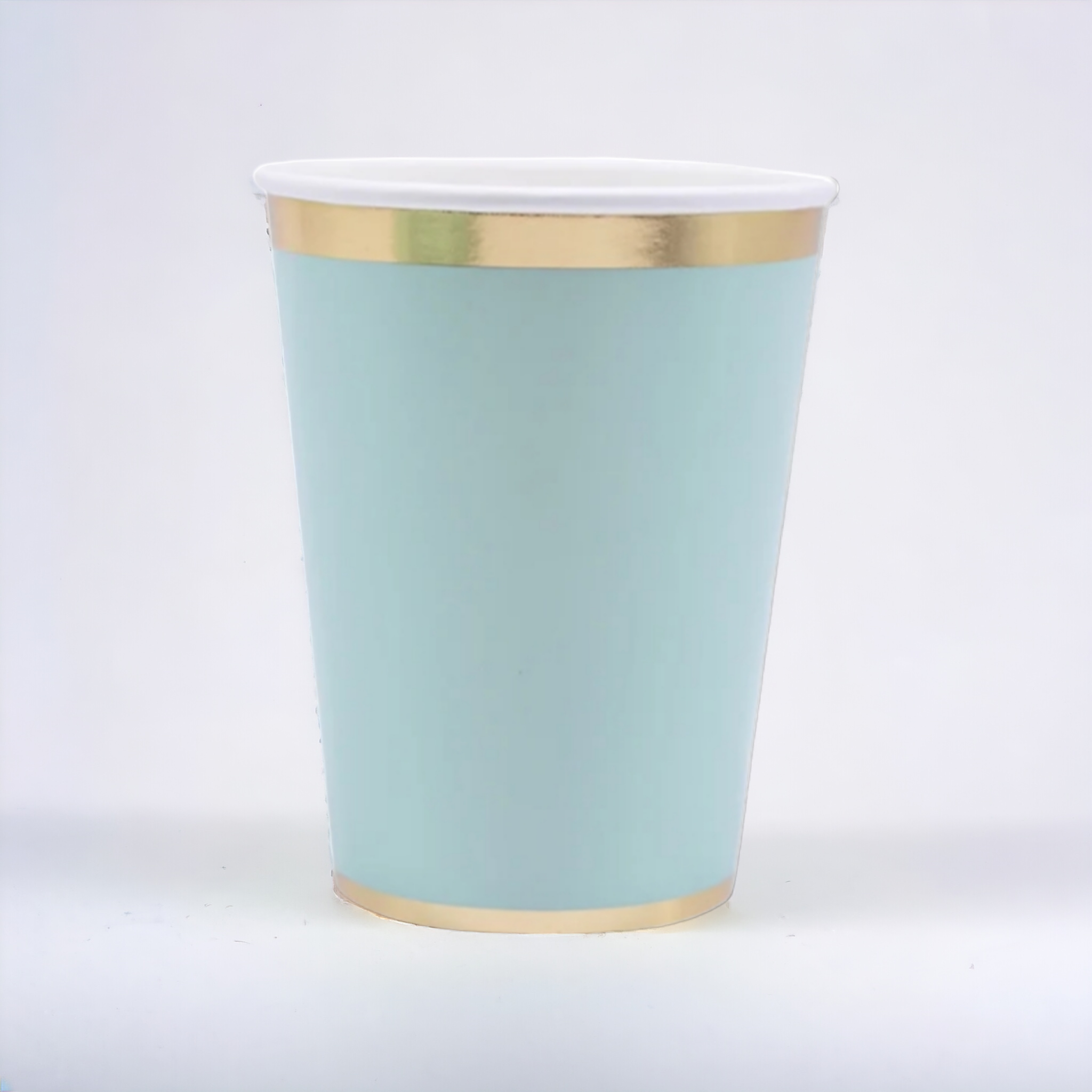 Party Paper Cups Turquoise with Gold Rim 250ml 8Pcs XPATY68