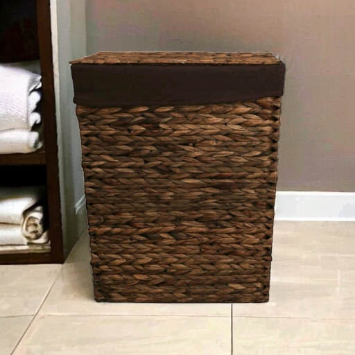 Aqua Laundry Basket Brown Wicker 3pc Set
