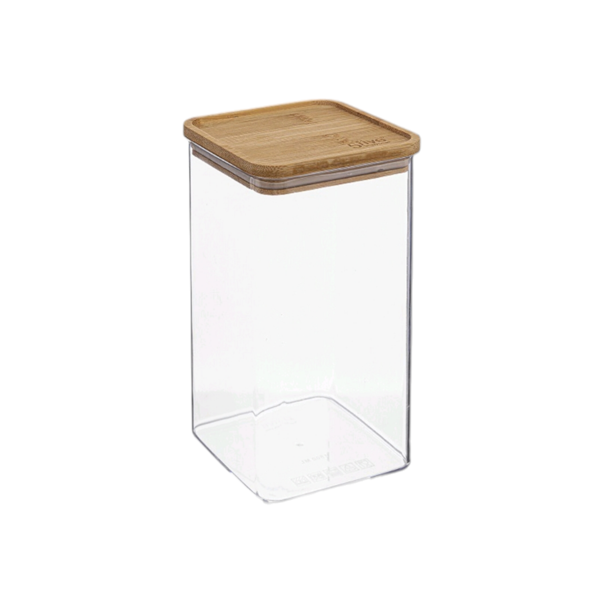 Acrylic Storage Canister Square with Bamboo Lid 1.5L