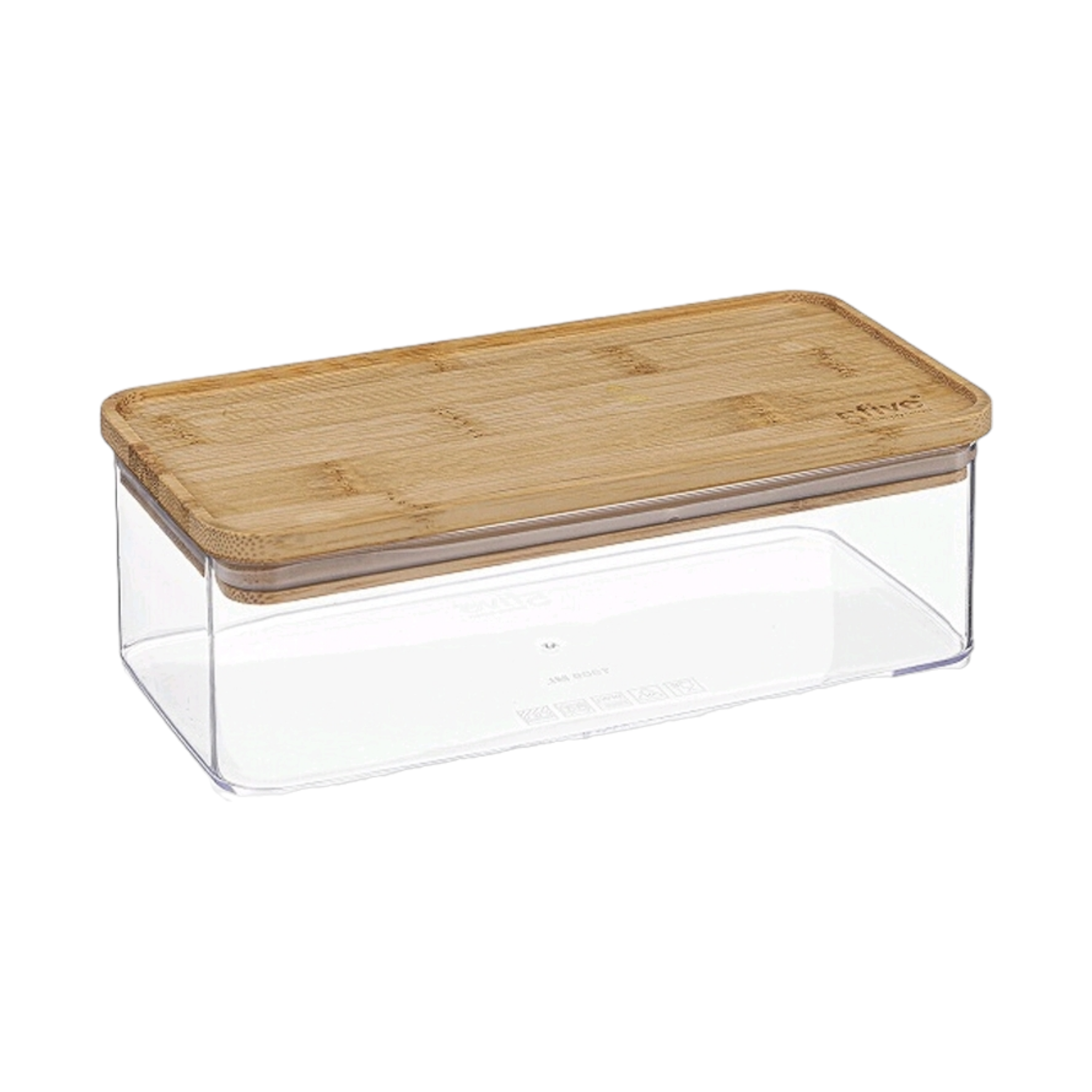 Acrylic Storage Canister Rectangle with Bamboo Lid 1L