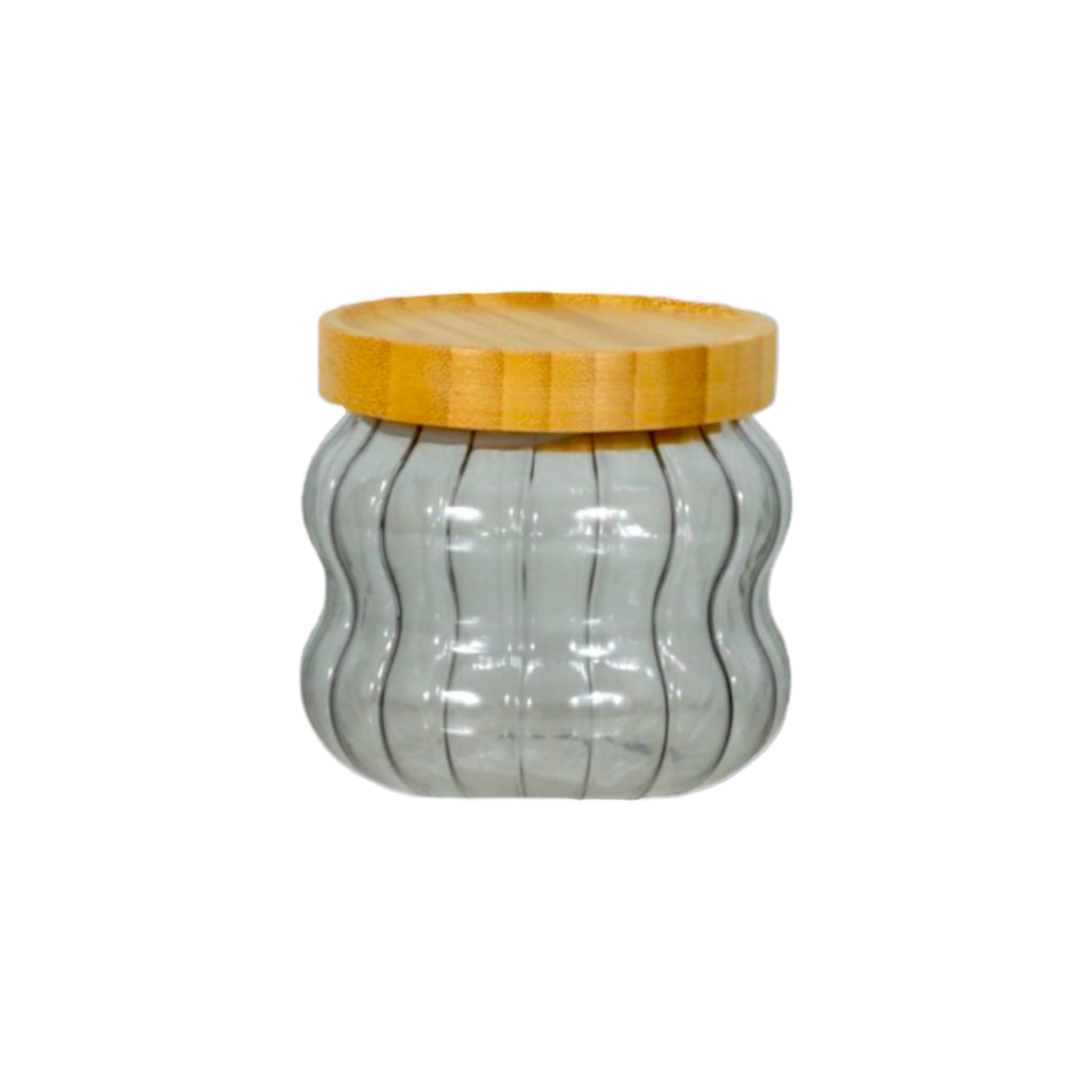 Glass Canister Jar Smokey 340ml with Bamboo Lid