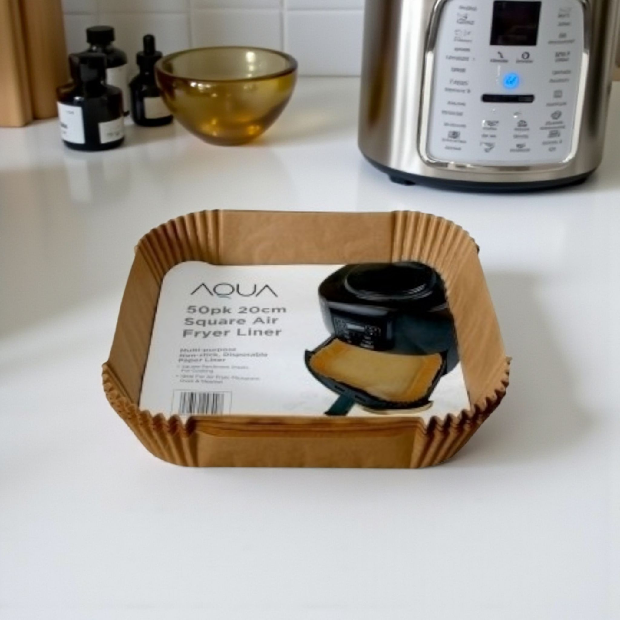 Aqua Air Fryer Greaseproof Paper Liner Square 20x20cm 50pack