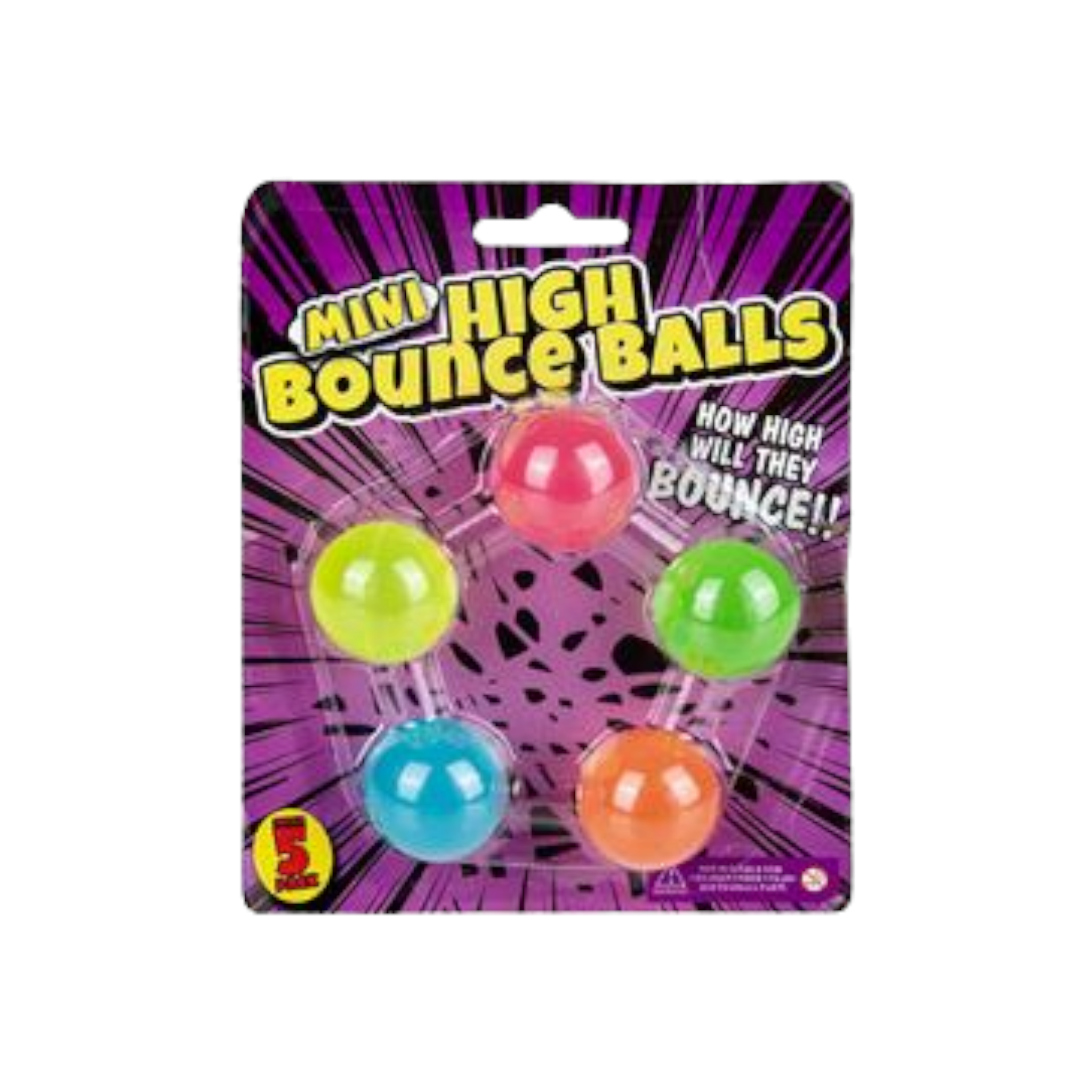 Novelty Ball Hi Bounce Mini 3cm 5pack Card