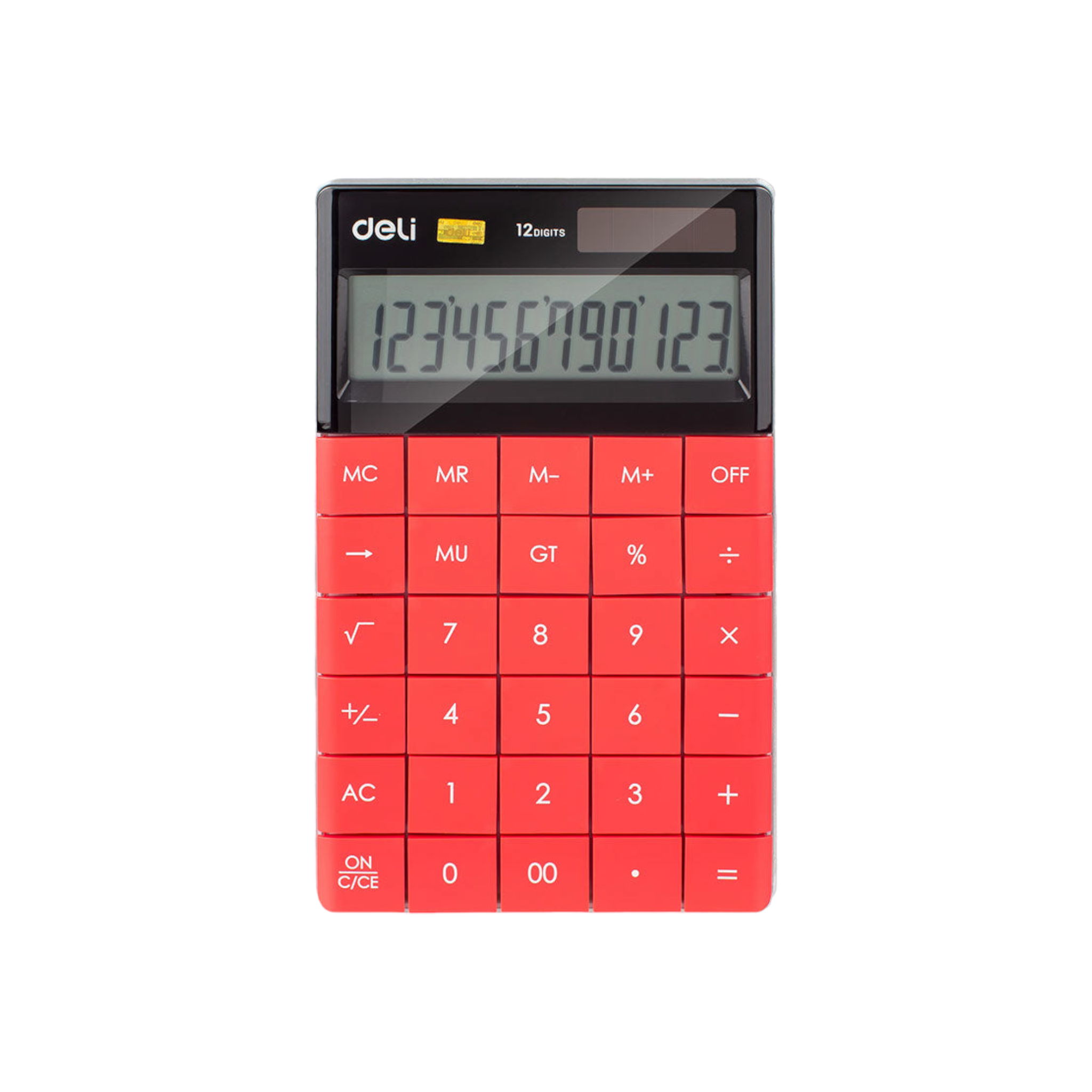 Deli Calculator 12-Digit Red