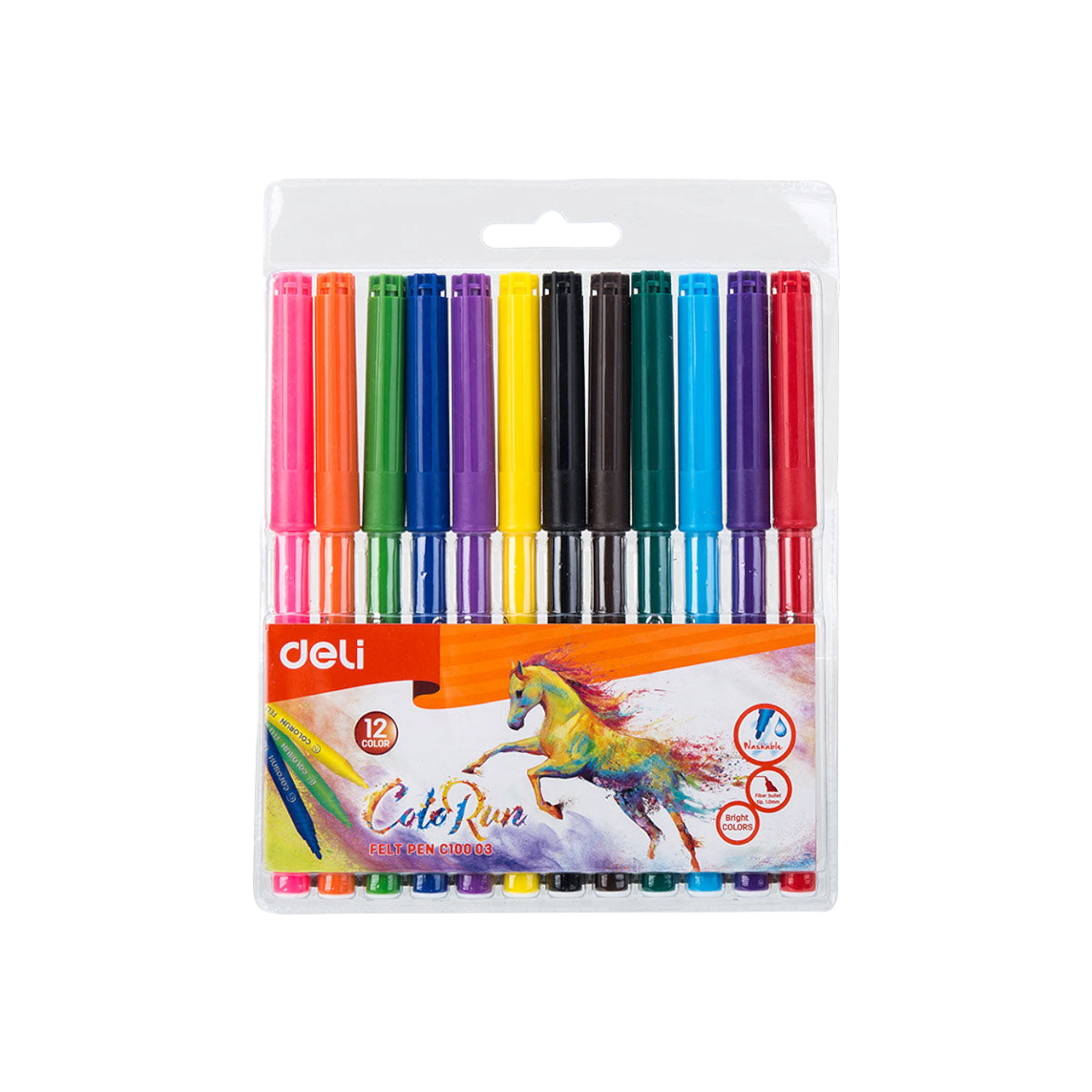 Deli Felt Pen 12 Colors Set Assorted