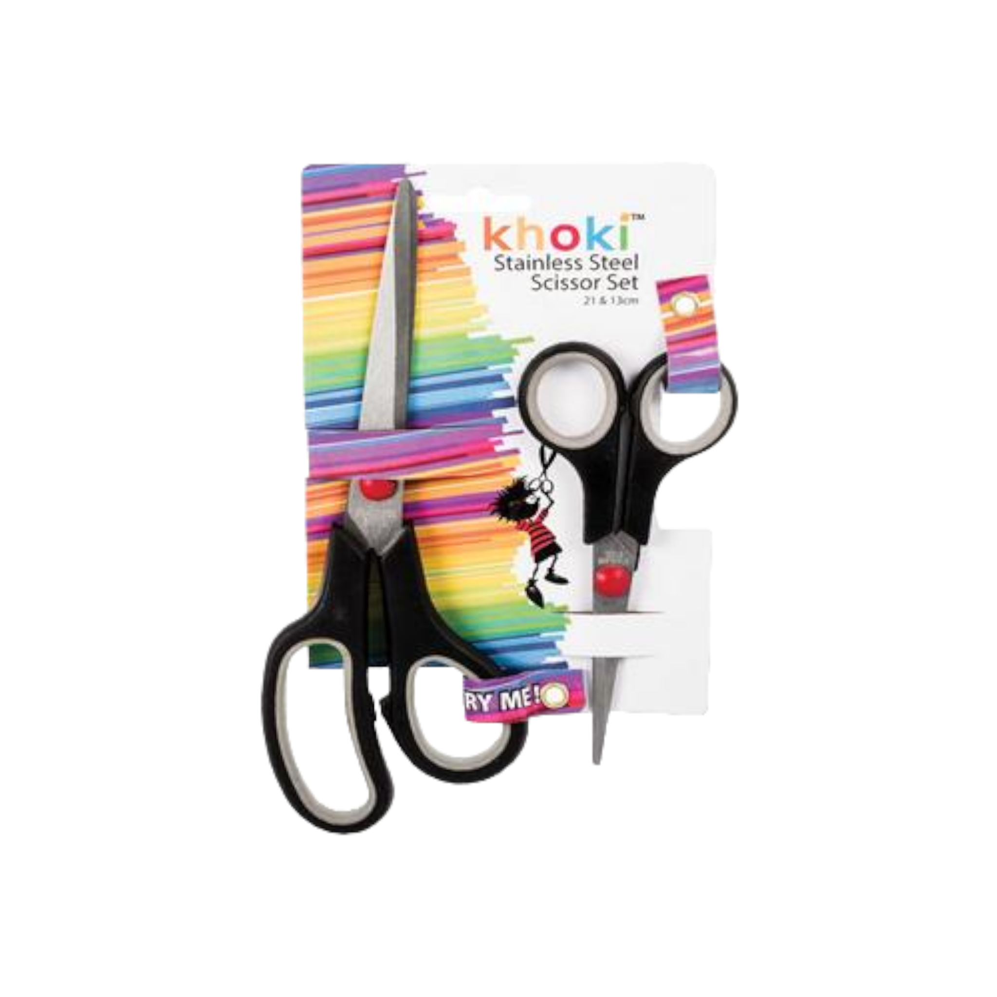 Khoki Scissors with Plastic Handle 21cm & 14cm 2pack