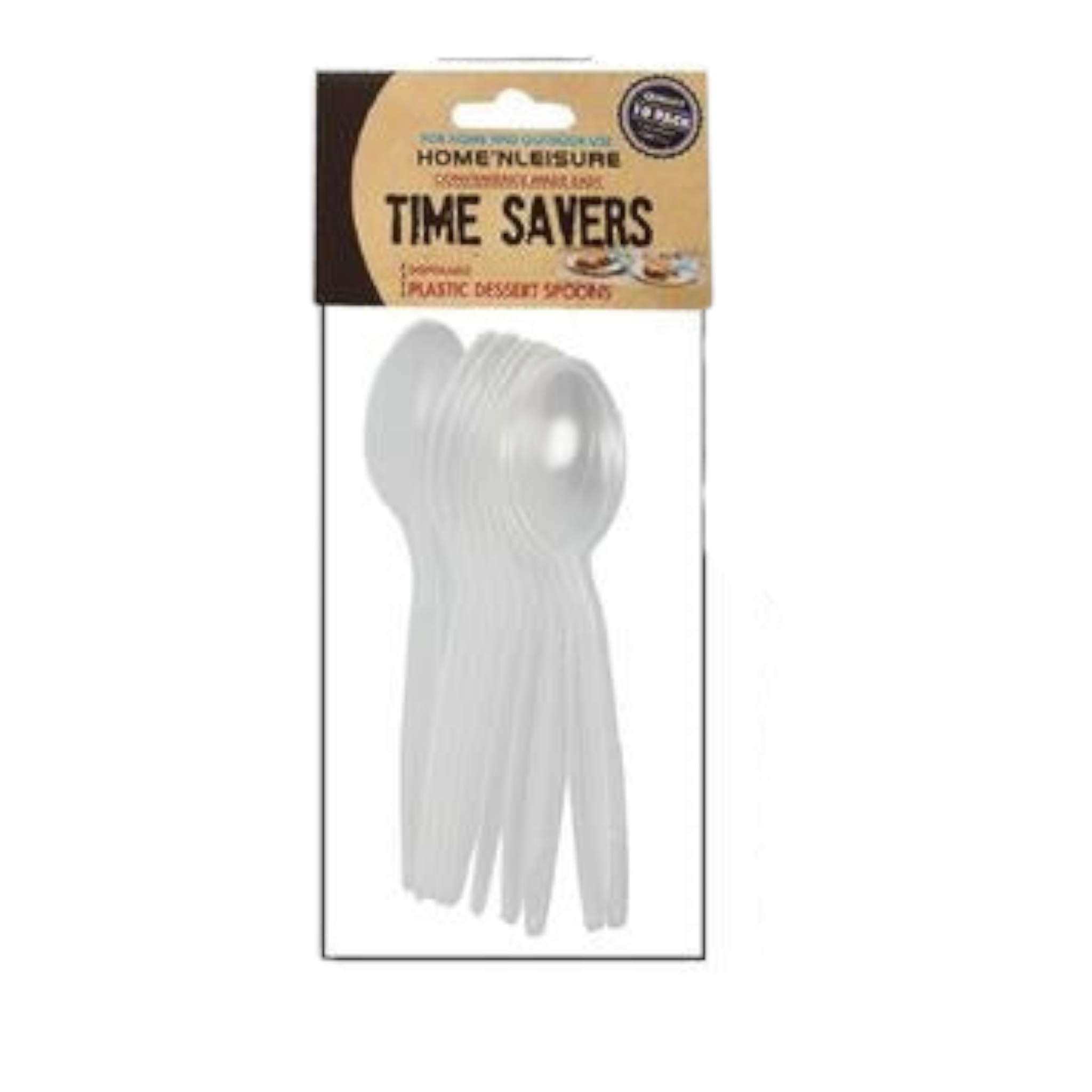 Time Savers Disposable Picnic Cutlery Teaspoon Plastic 24pc Clear or White