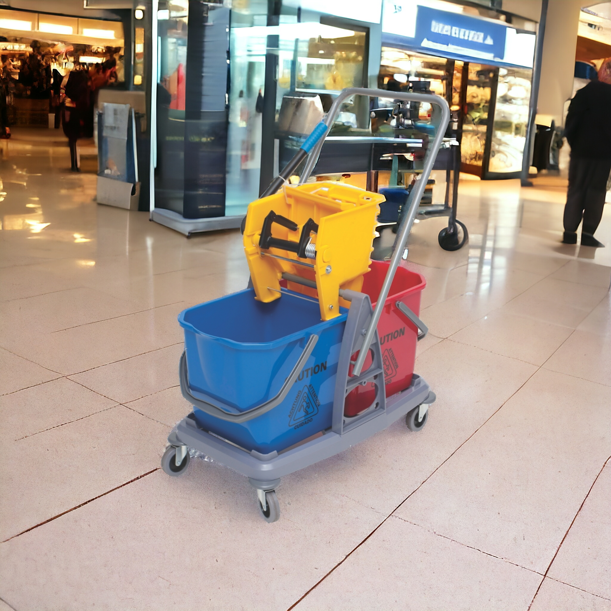 50L Double Mop Bucket with Wringer Trolley