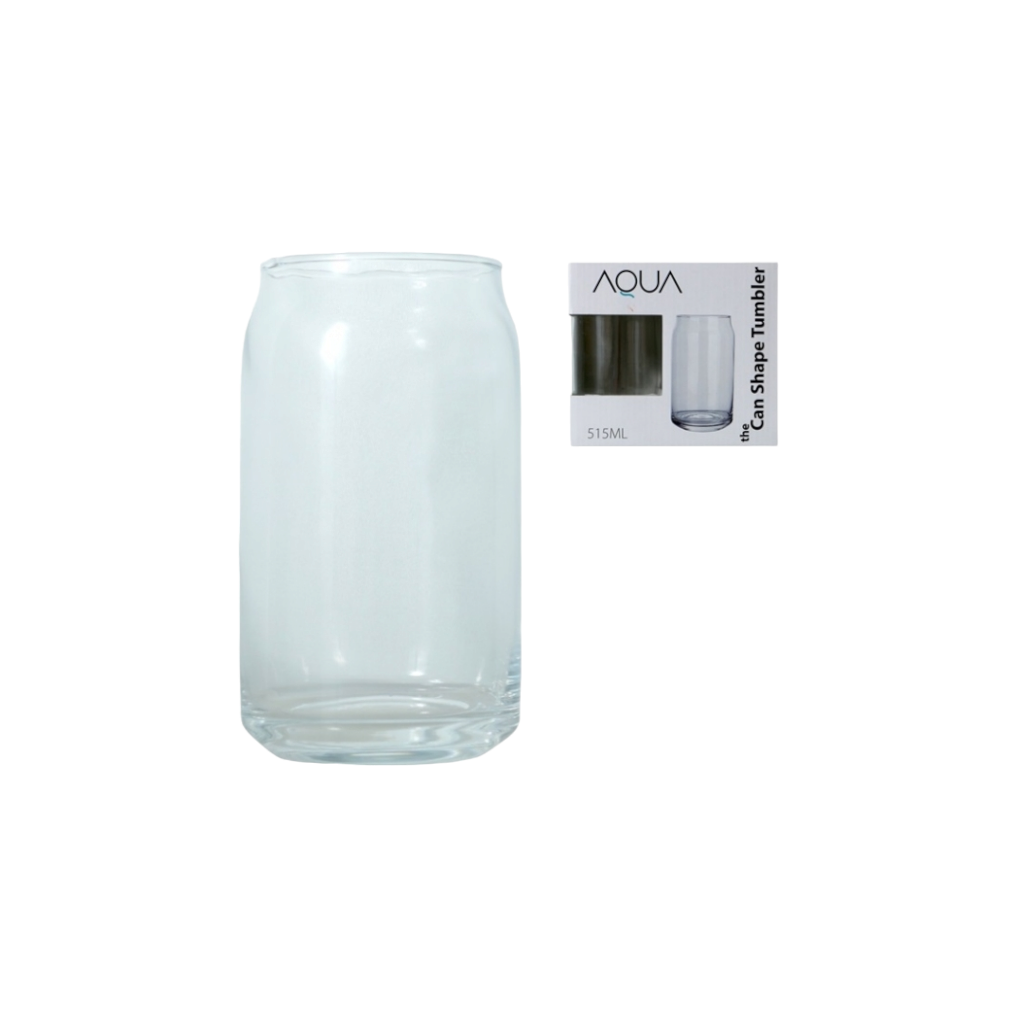 Aqua Glass Drinking Can Shaped Tumbler 515ml Gift Set of 4pack