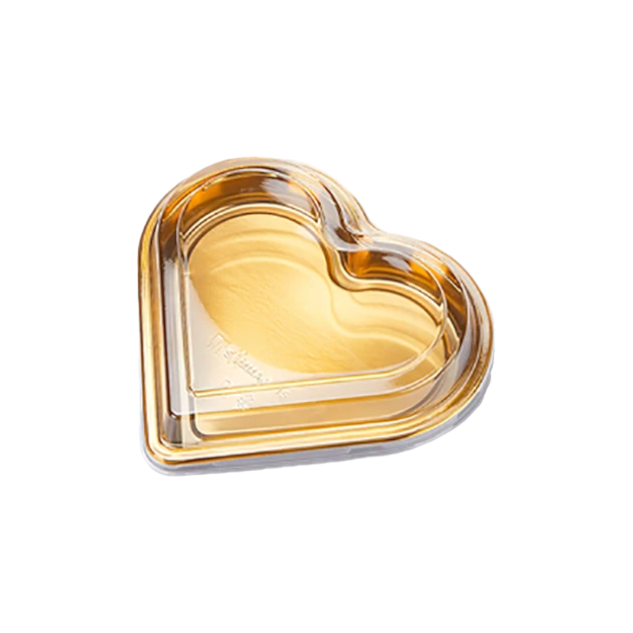 Disposable Serving To Go Plastic Heart Tray Gold with Lid