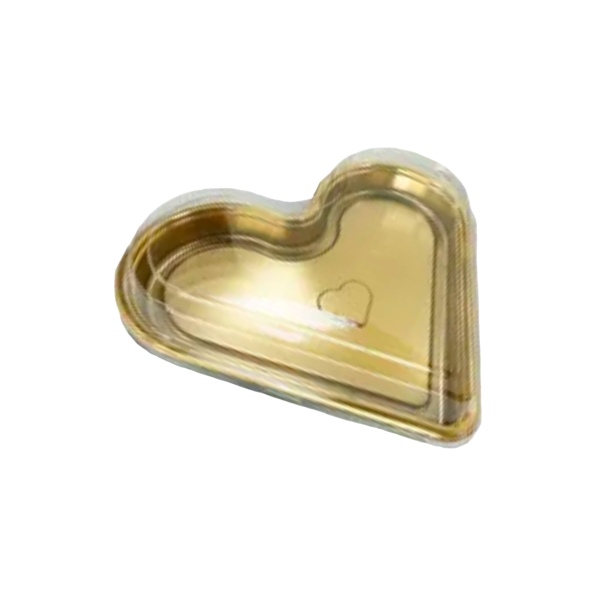 Disposable Serving To Go Plastic Heart Tray Gold with Lid