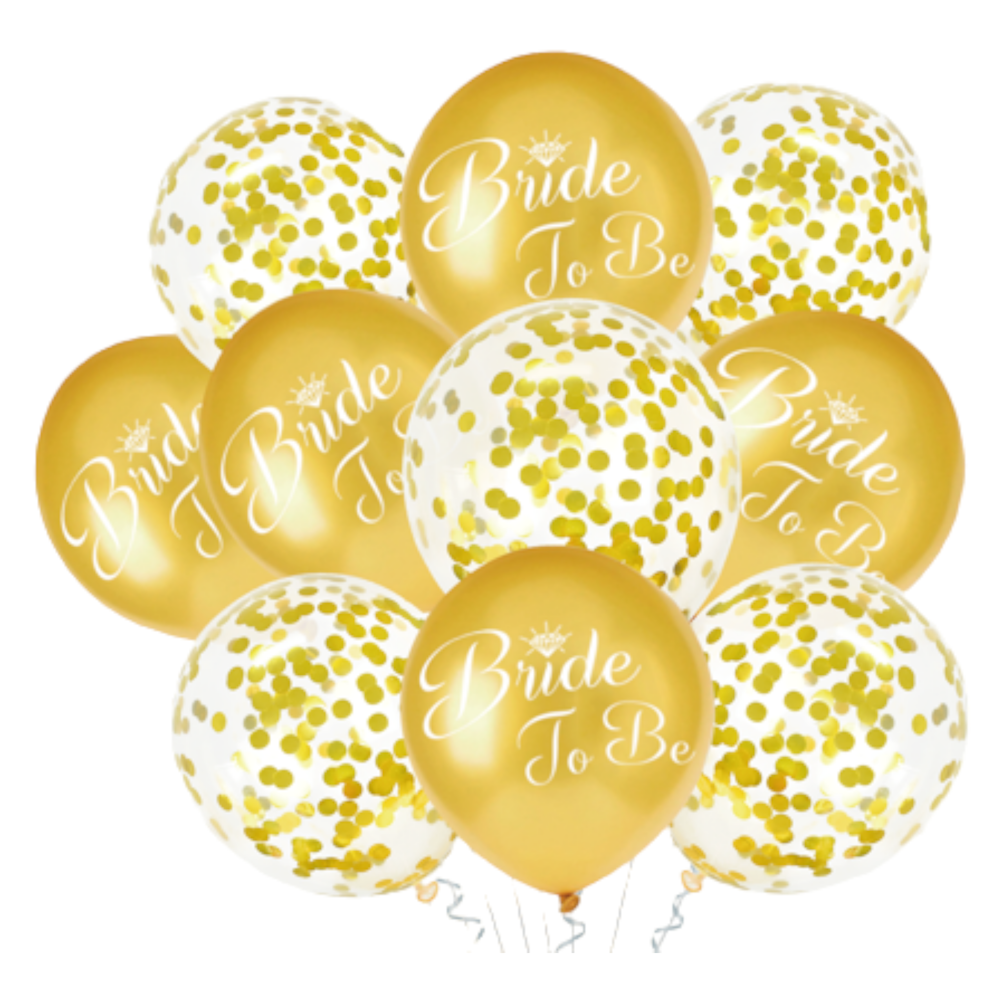 Bride to be Latex Balloons Gold & Clear 8pack