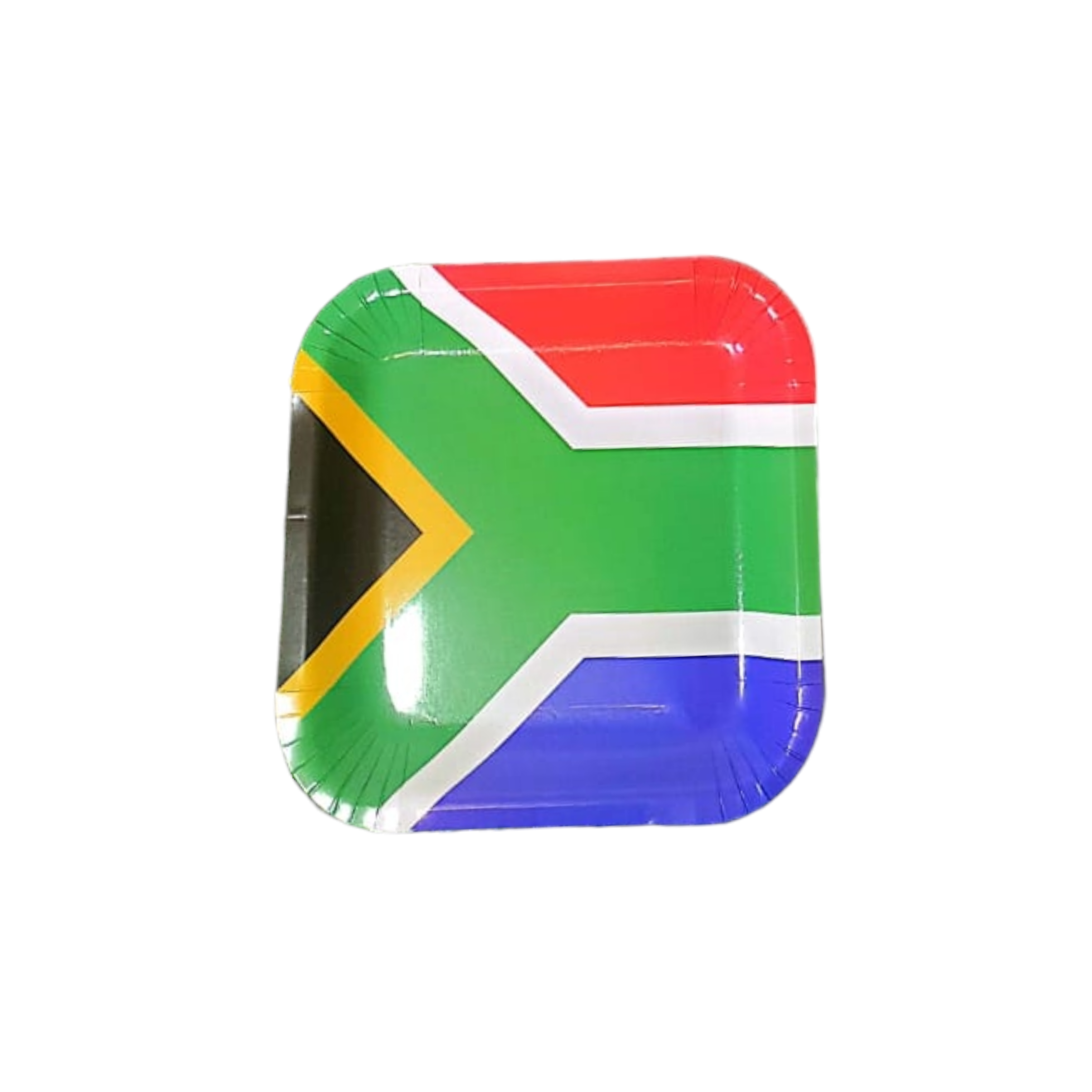 Party Picnic Paper Plate Square South Africa Flag 9inch 22cm 10pack