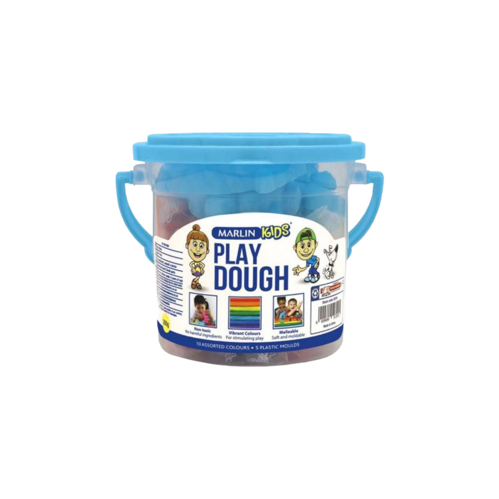 Marlin Kids Play Dough 200g Tub Bucket Mixed Colors