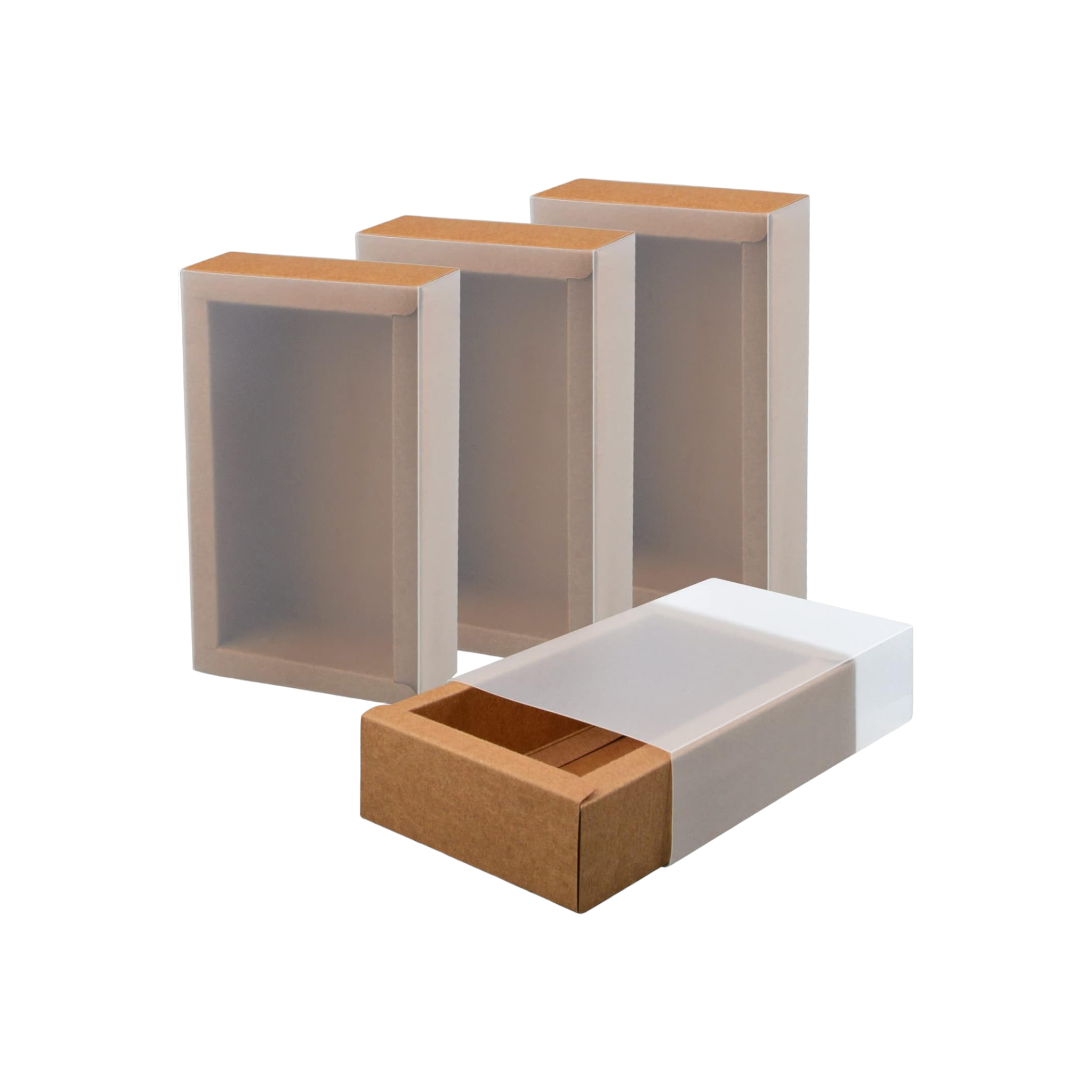 Kraft Gift Paper Biscuit Boxes Rectangle with Clear PVC Window