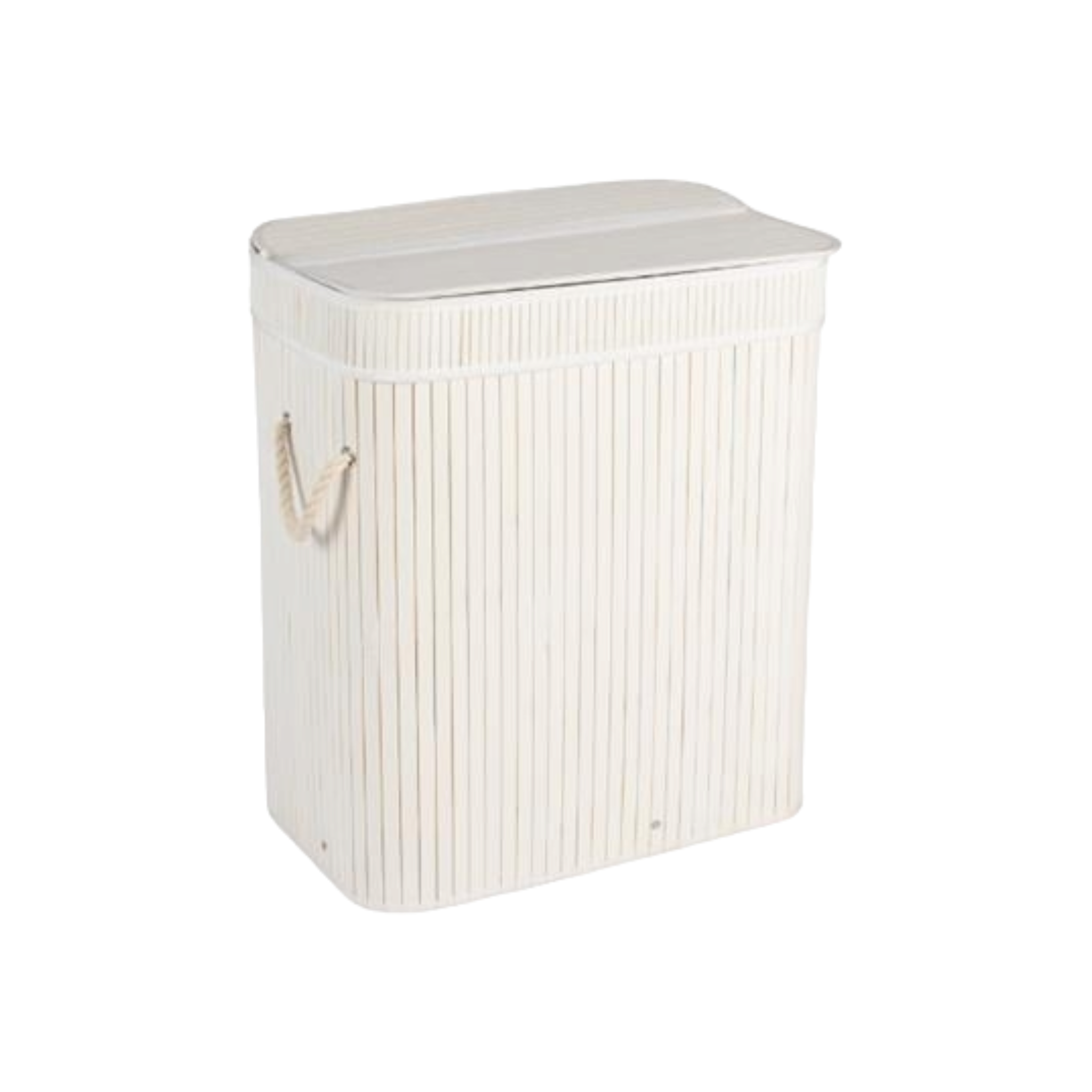 Aqua Bamboo Foldable Laundry Basket Double Rectangle White 15690