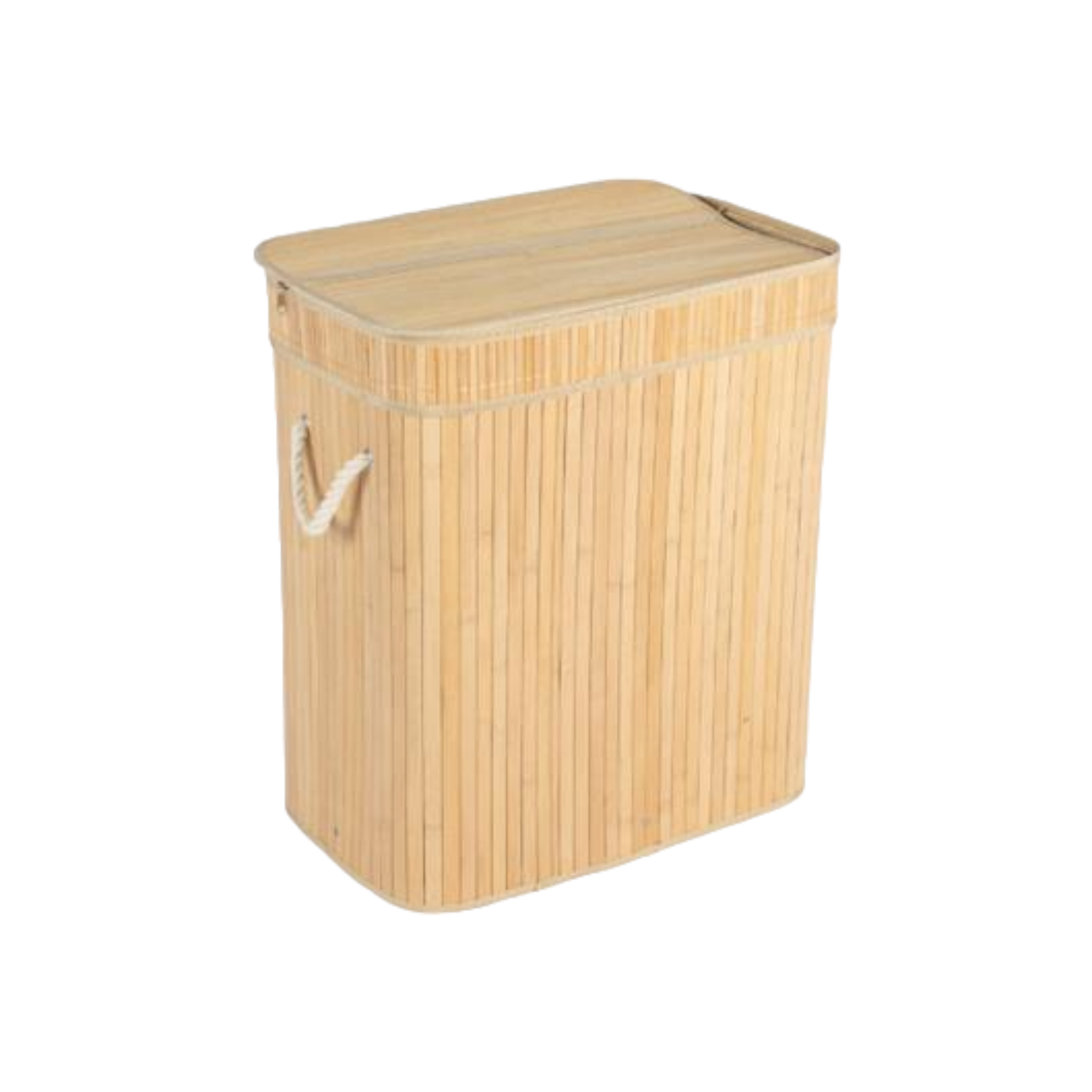 Aqua Bamboo Foldable Laundry Basket Double Rectangle Natural 15692