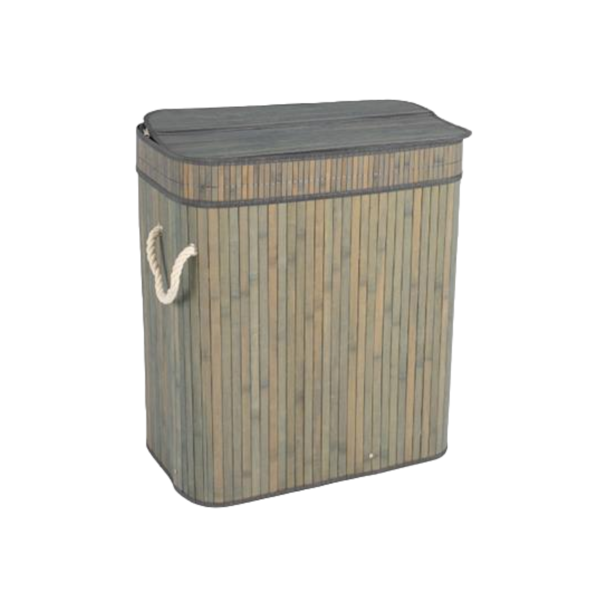 Aqua Bamboo Foldable Laundry Basket Double Rectangle Grey 15693