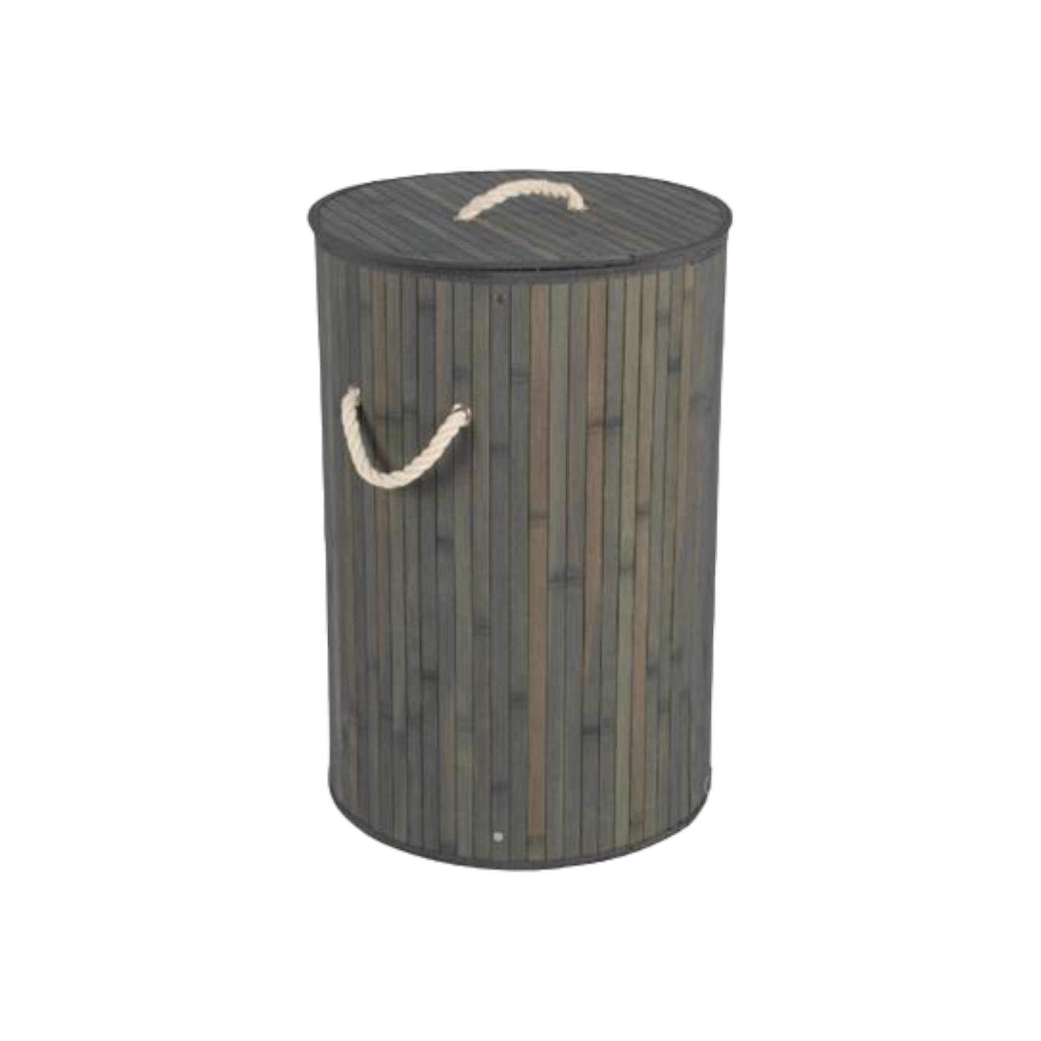 Aqua Bamboo Foldable Laundry Basket Round Grey 15608