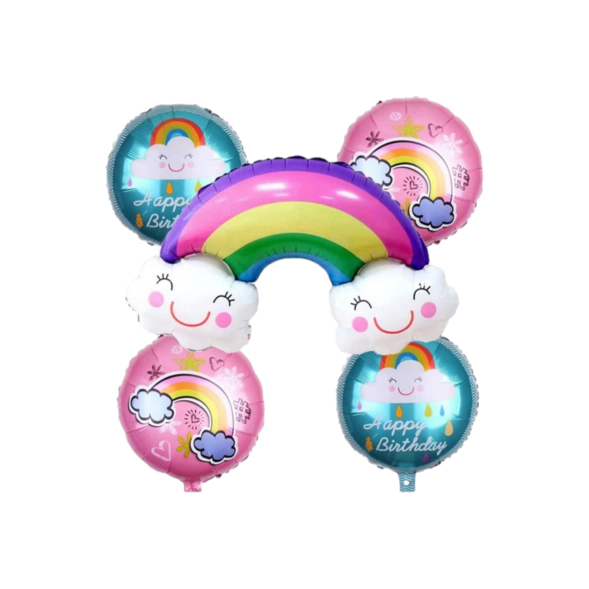 Foil Balloons Rainbow Bouquet Cloud Shape 5pc Set