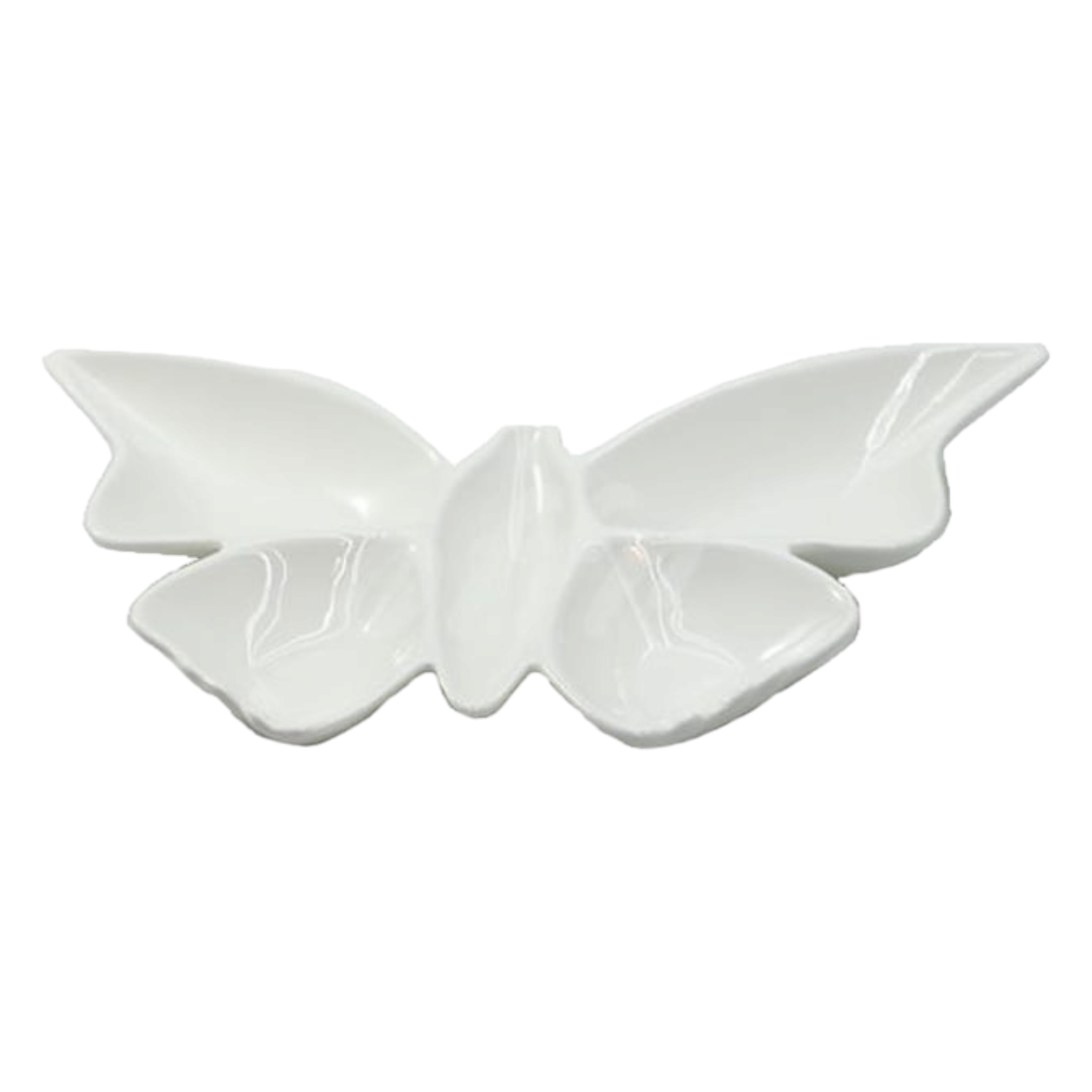Ceramic White Butterfly Condiments Serving Plate 12Inch