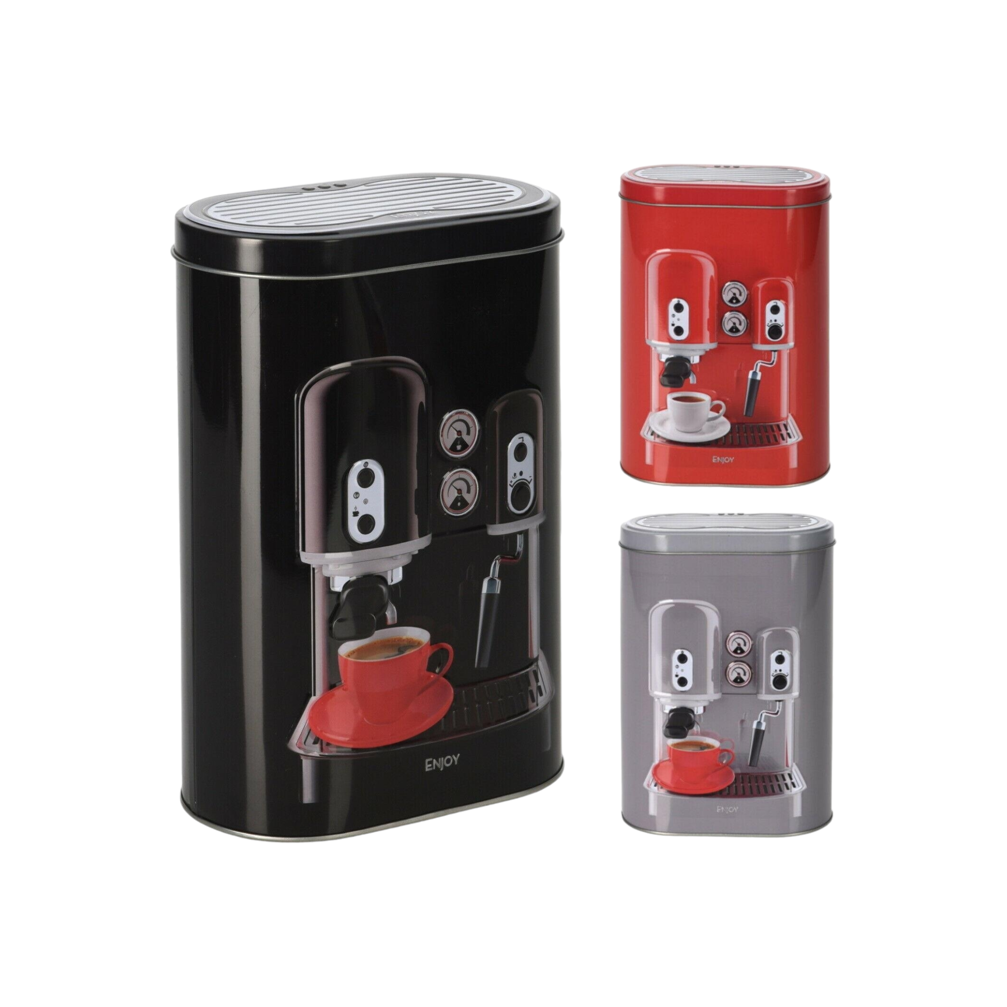Retro Coffee Machine Tin Canister Food Storage Container Kitchen Jar Holder 13151