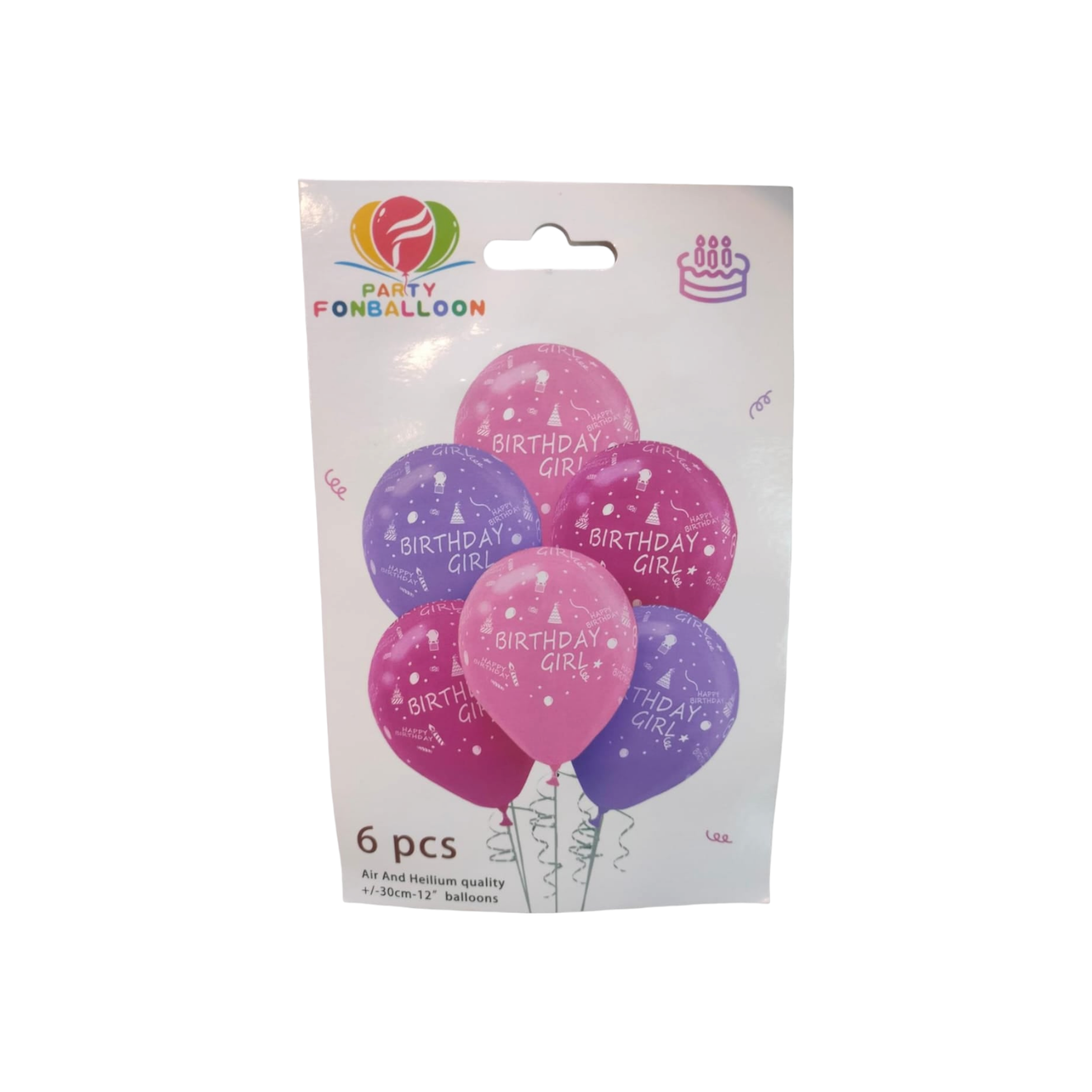 Happy Birthday Latex Girl Balloons 6pc