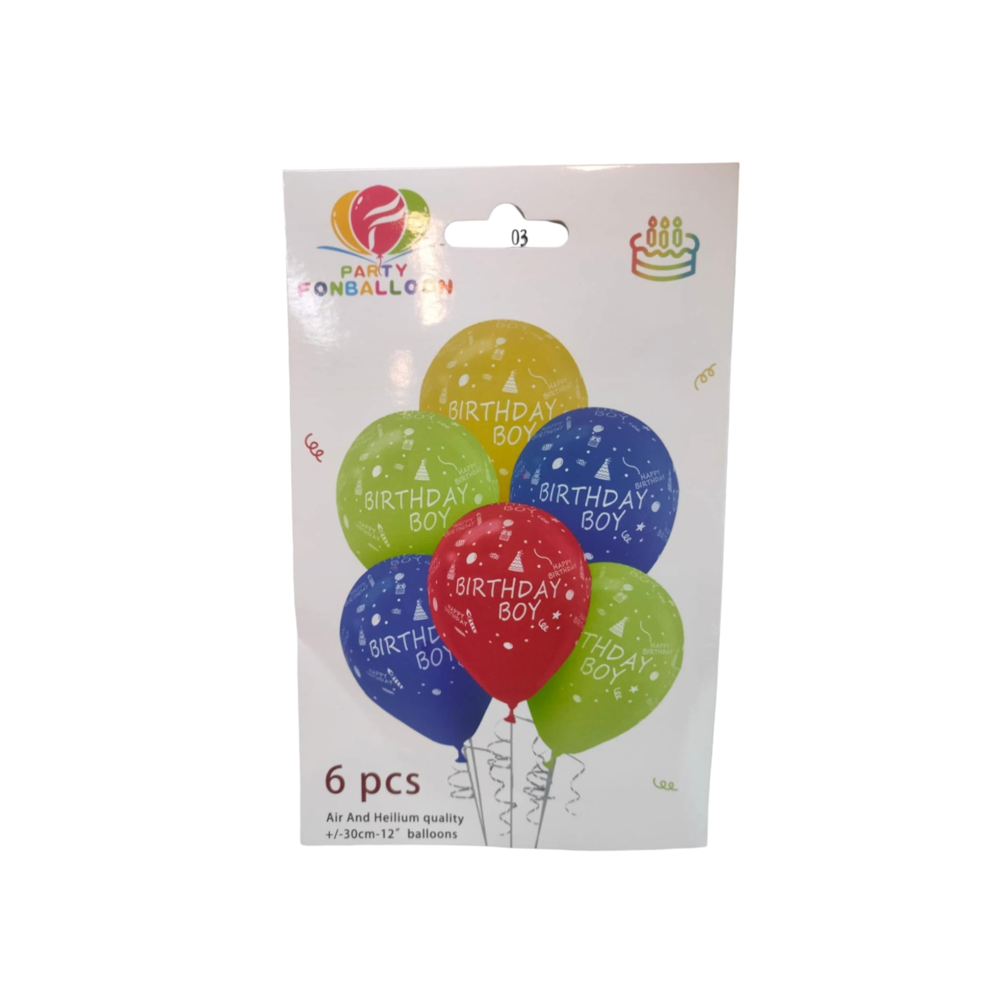 Happy Birthday Latex Boy Balloons Assorted Colors 6pcs