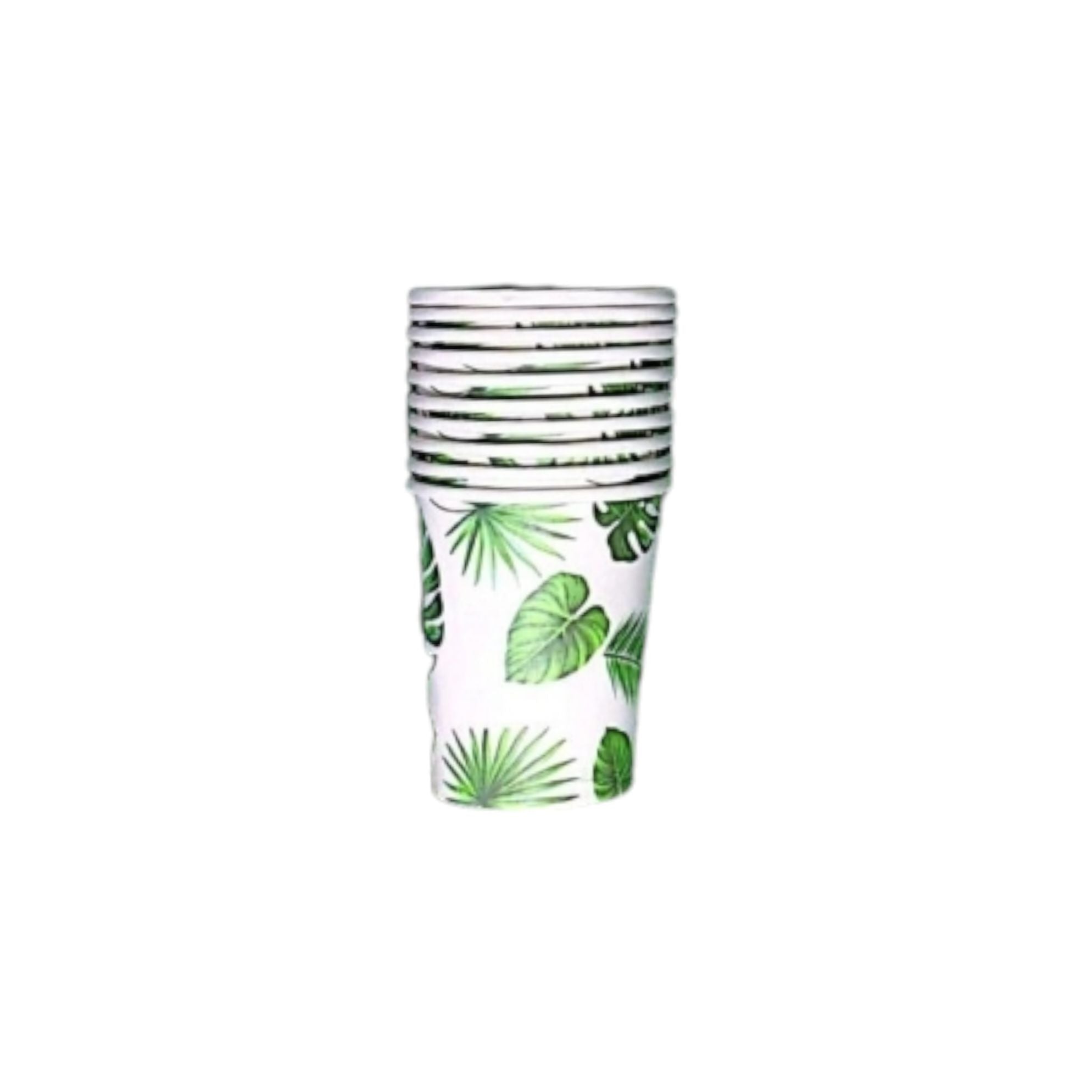 Disposable Party Paper Cup Leaf Print 10pack