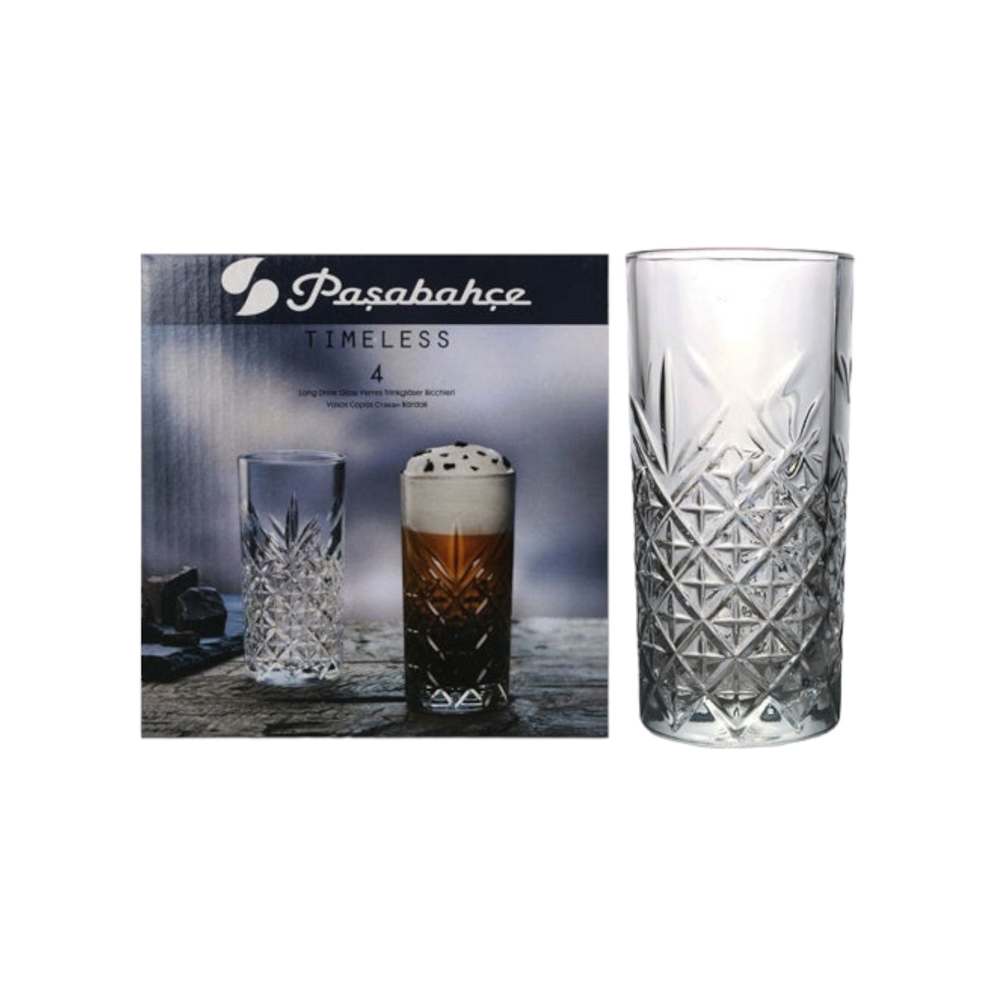 Pasabahce Timeless Hiball Glass Tumbler 295ml 4pack