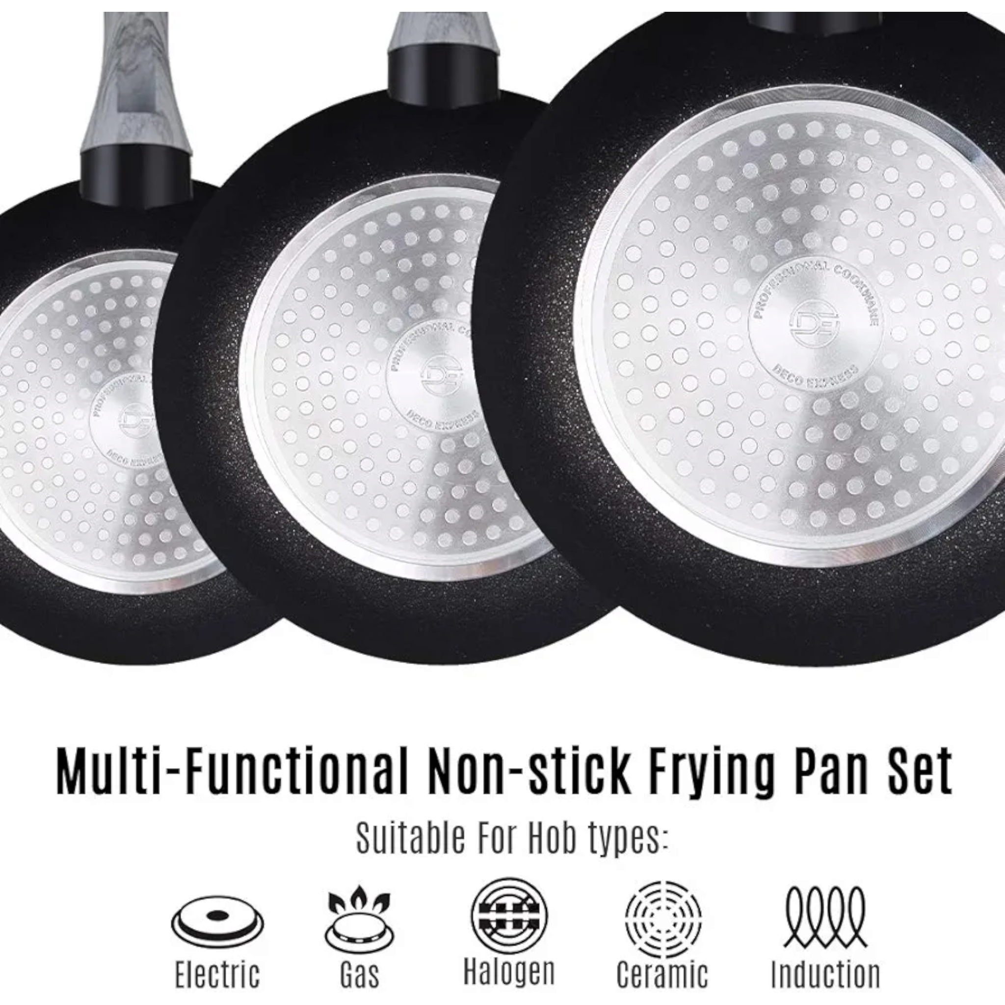 Induction Frying Pan 20-24-28cm 3-Piece Set