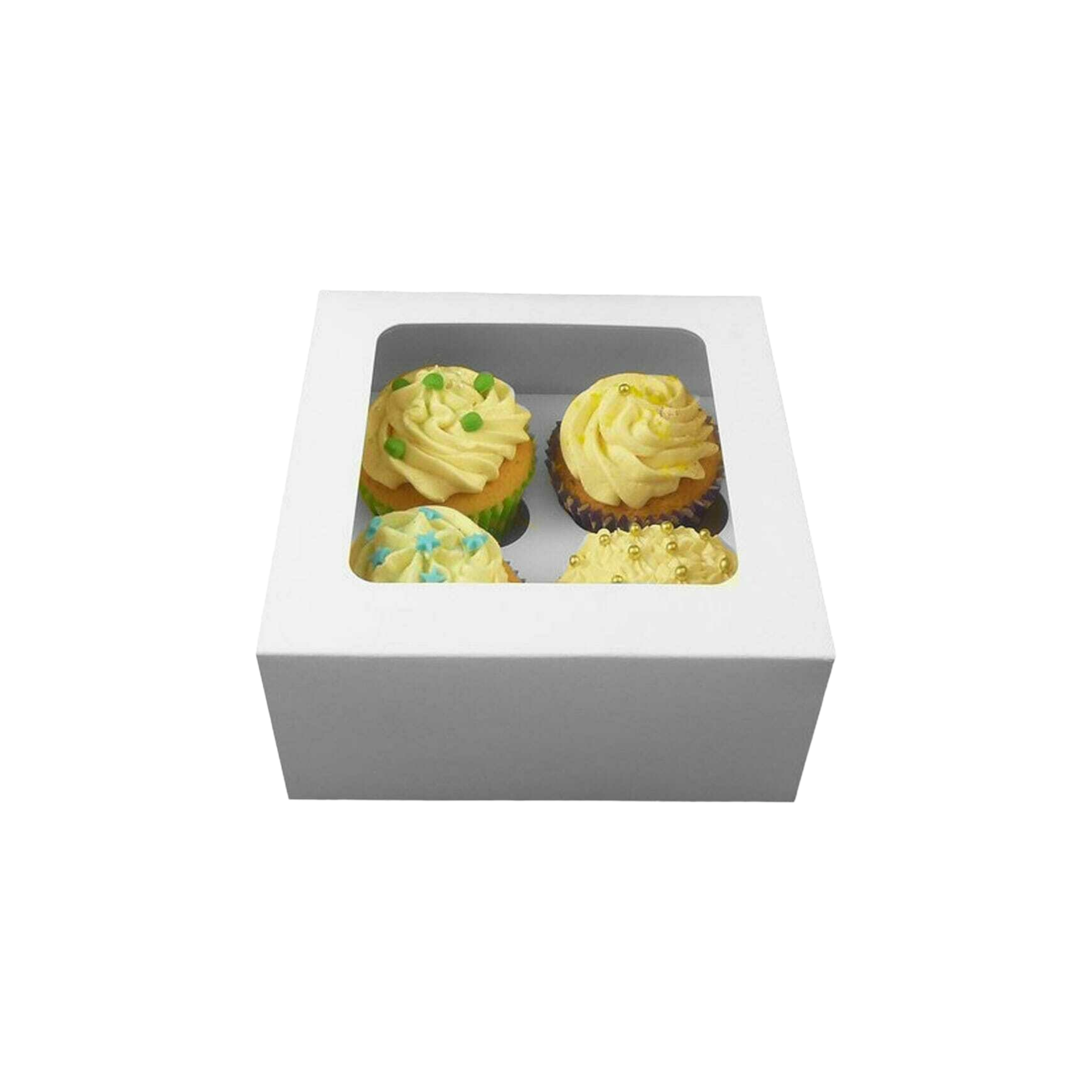 Muffin Cupcake Biscuit Card Box White 15x15x7.6cm 4pack
