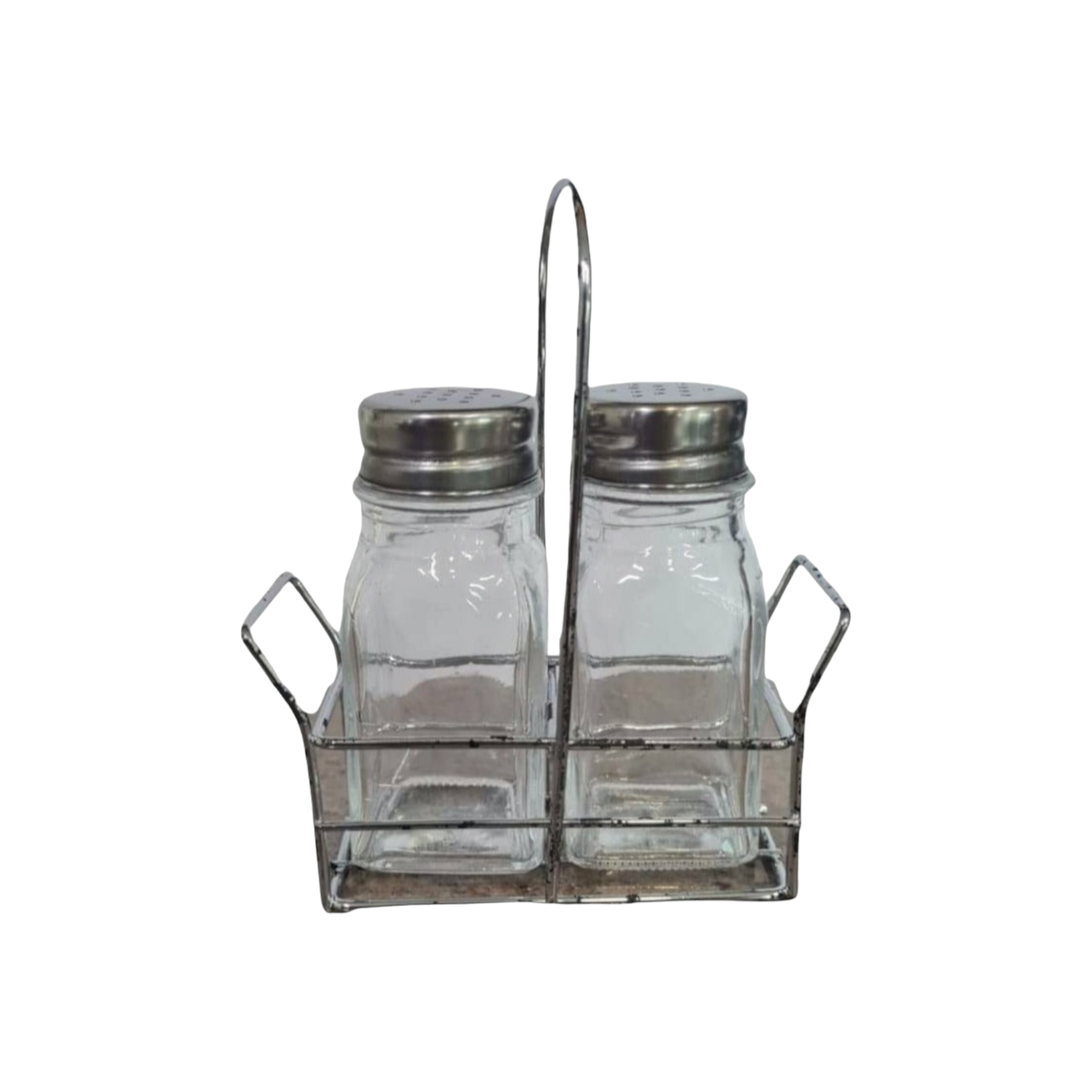 Salt & Pepper Glass Condiment Set with Stand