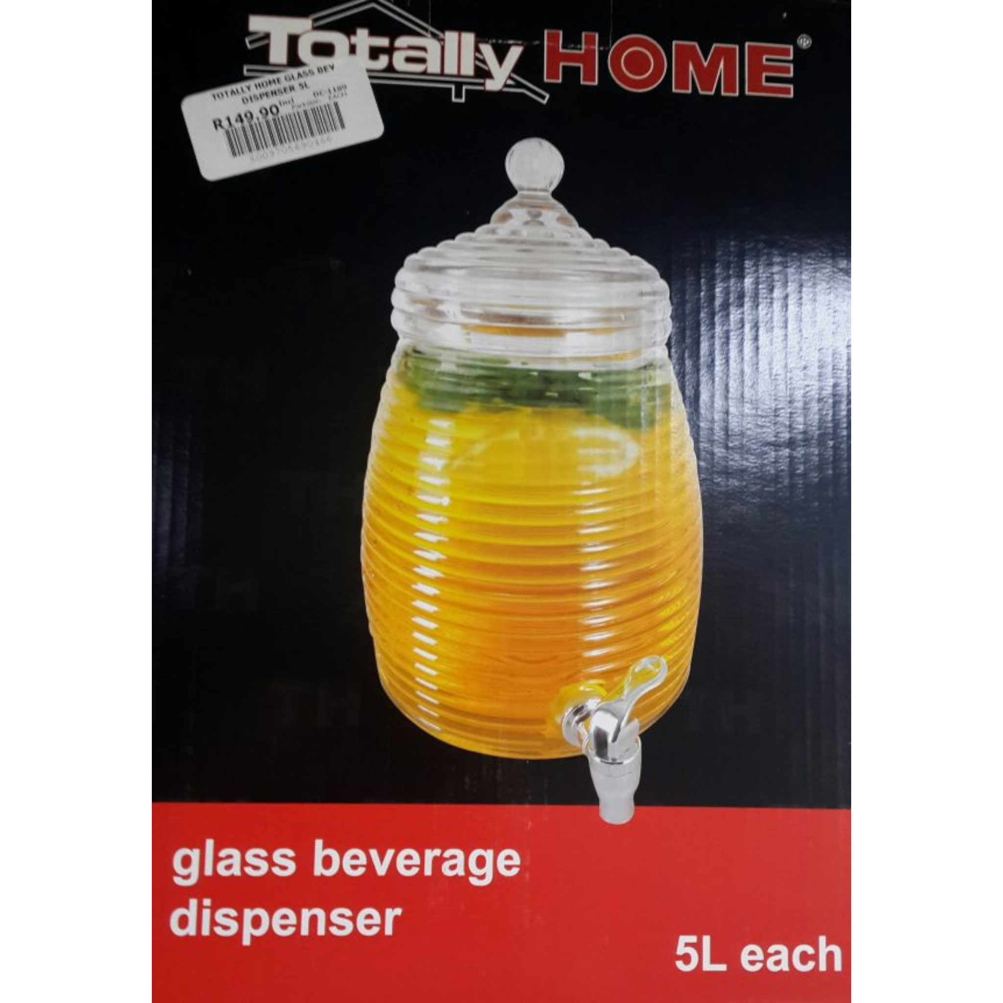 Totally Home 5L Glass Beverage Dispenser TH104