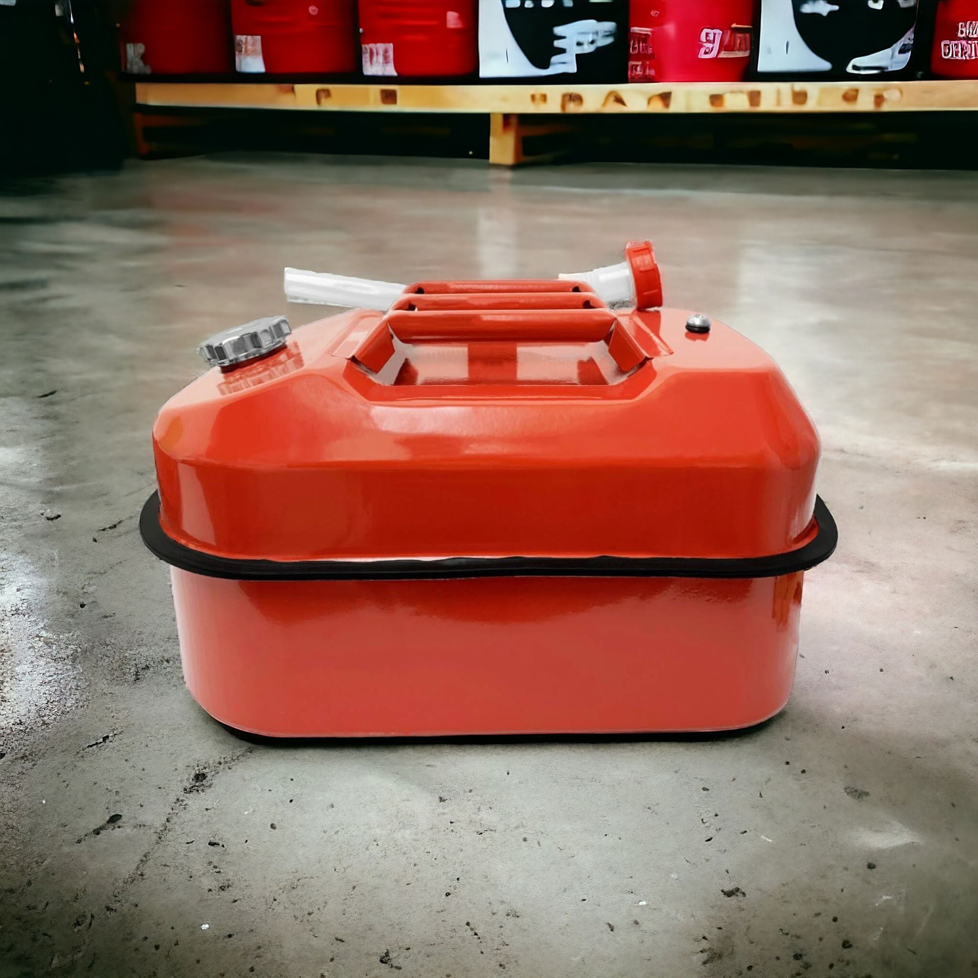 20L Red Metal Fuel Jerry Can Horizontal