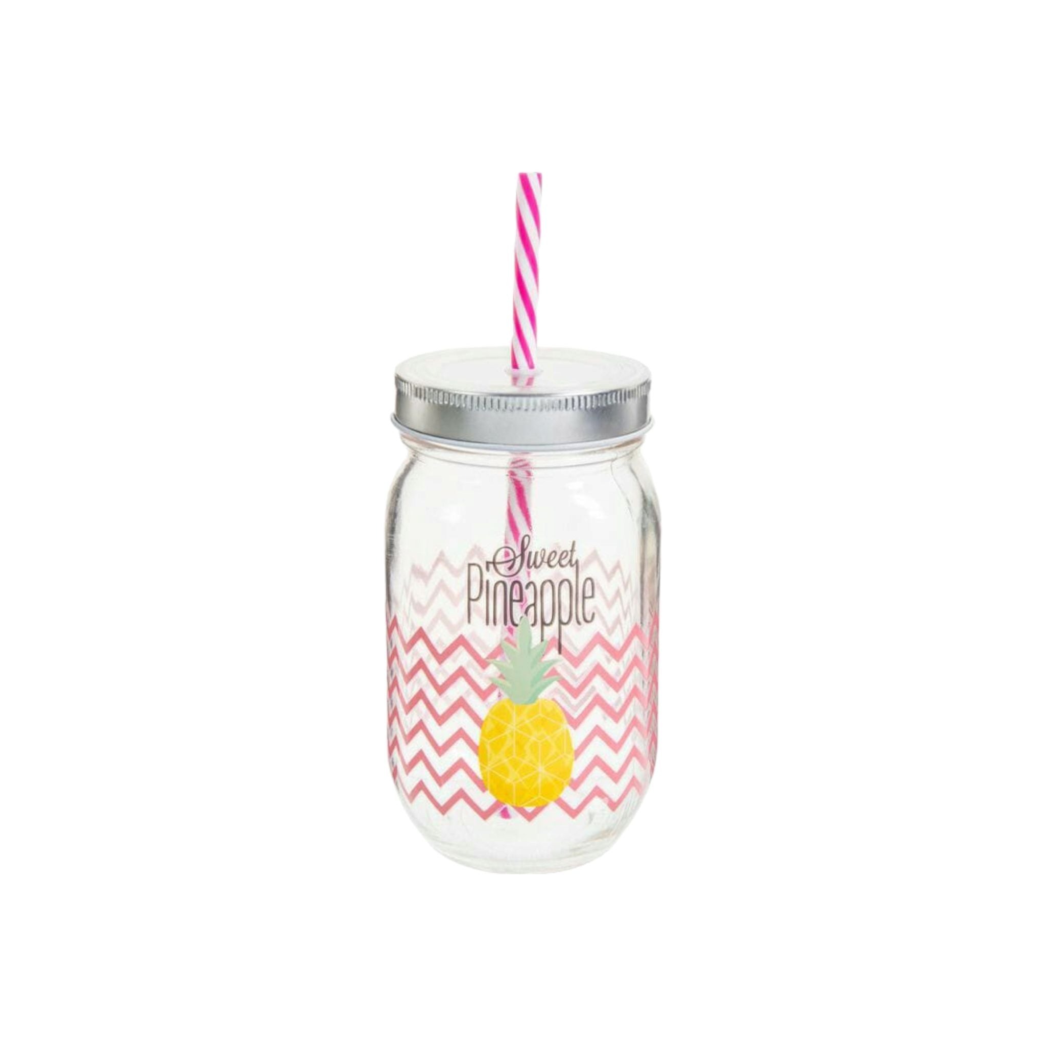 Glass Mason Jar 1L with Straw