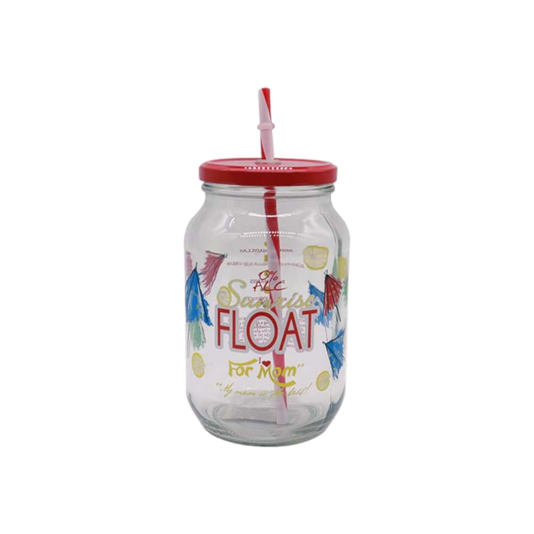 Glass Mason Jar 1L with Straw