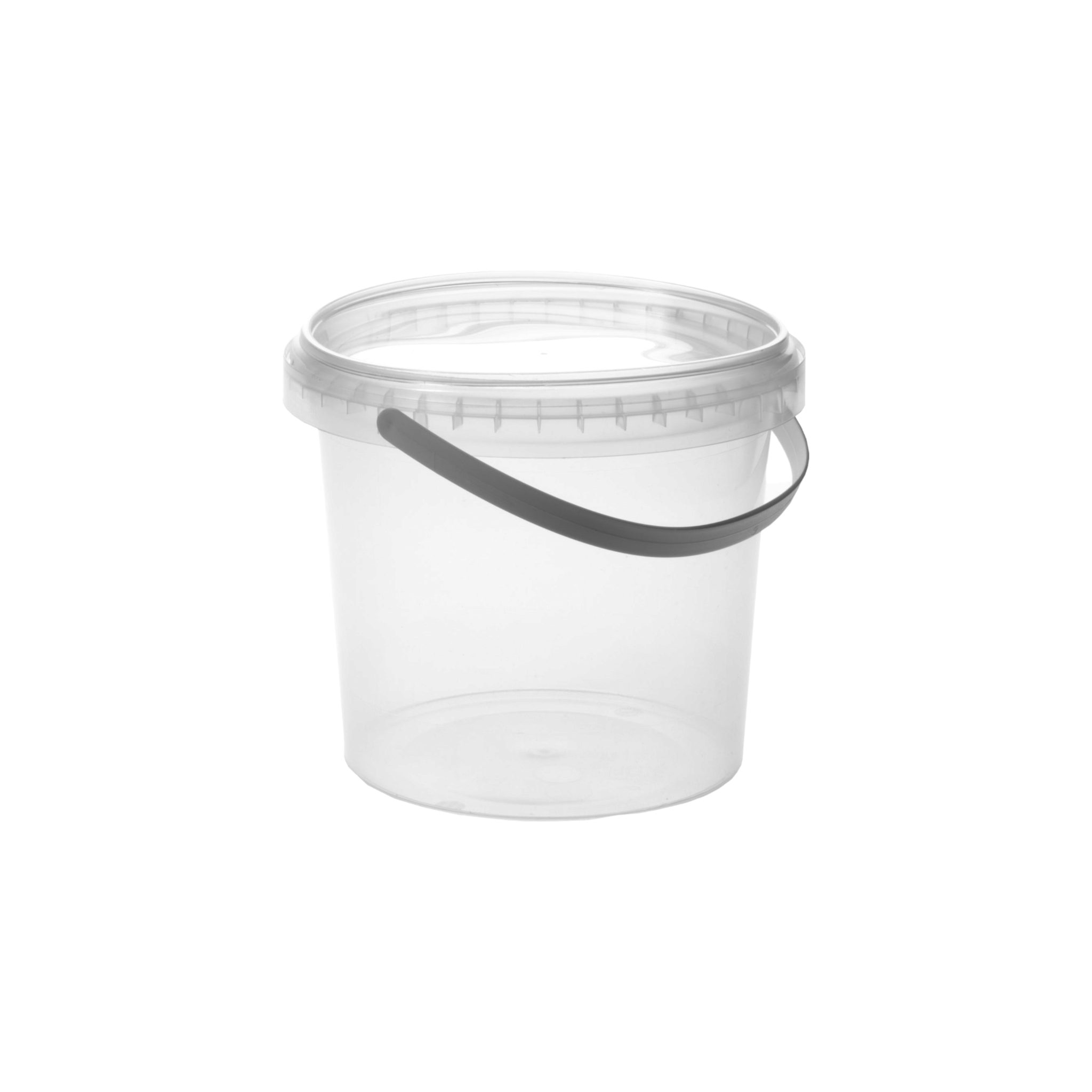 1L Plastic Fino Bucket Transparent with White Lid